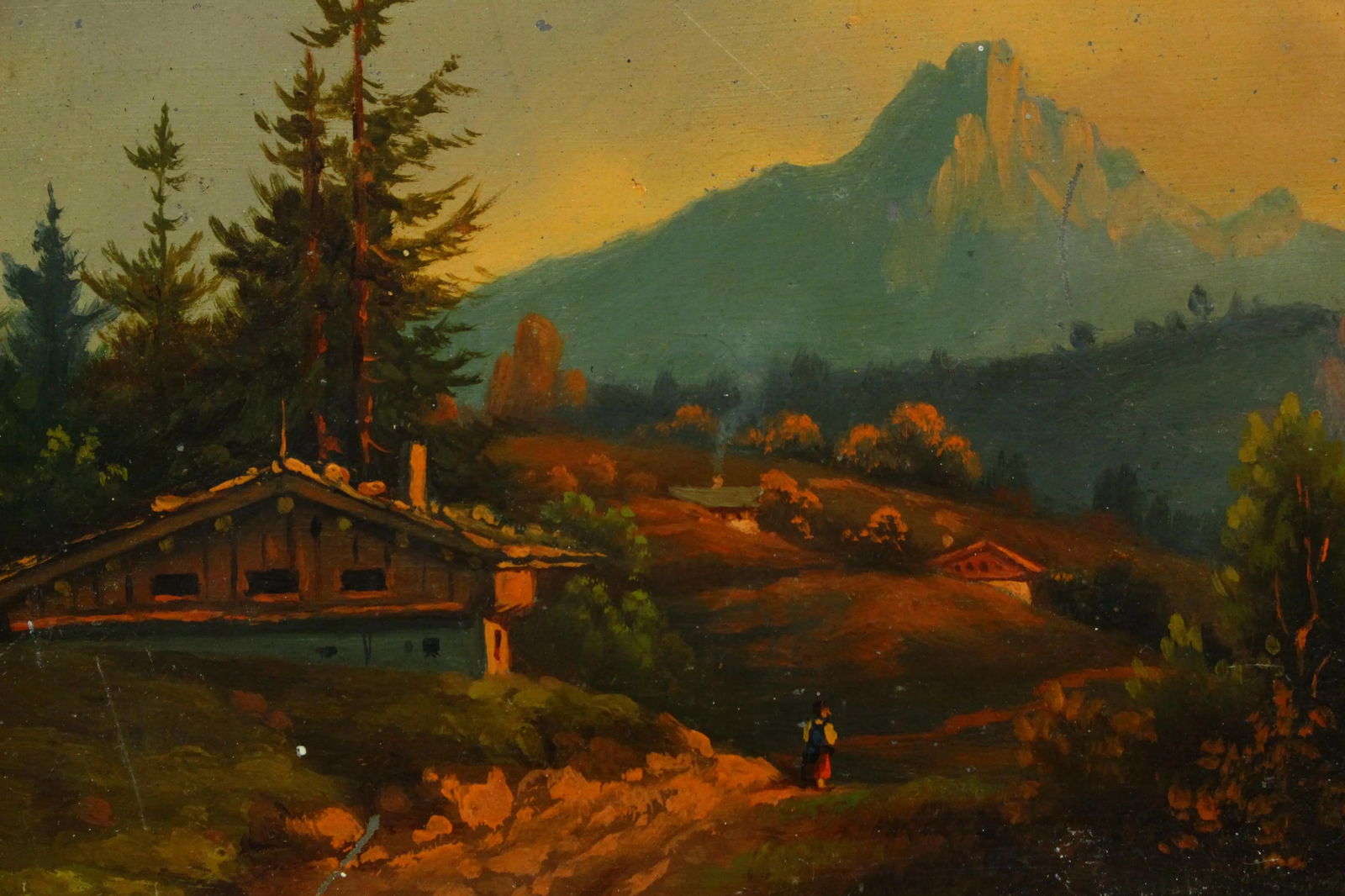 19th Cen. German School Pair Oil on Tin Tyrolean Landscapes, Signed & Dated 1887 - 4