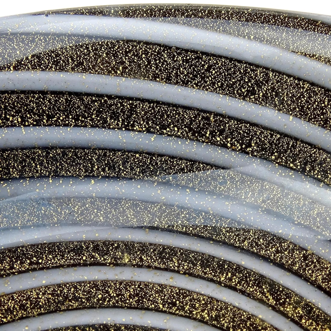 Murano Barbini Black Gold Flecks White Swirl Vintage Italian Art Glass Decorative Personal Bowl Asht - 6