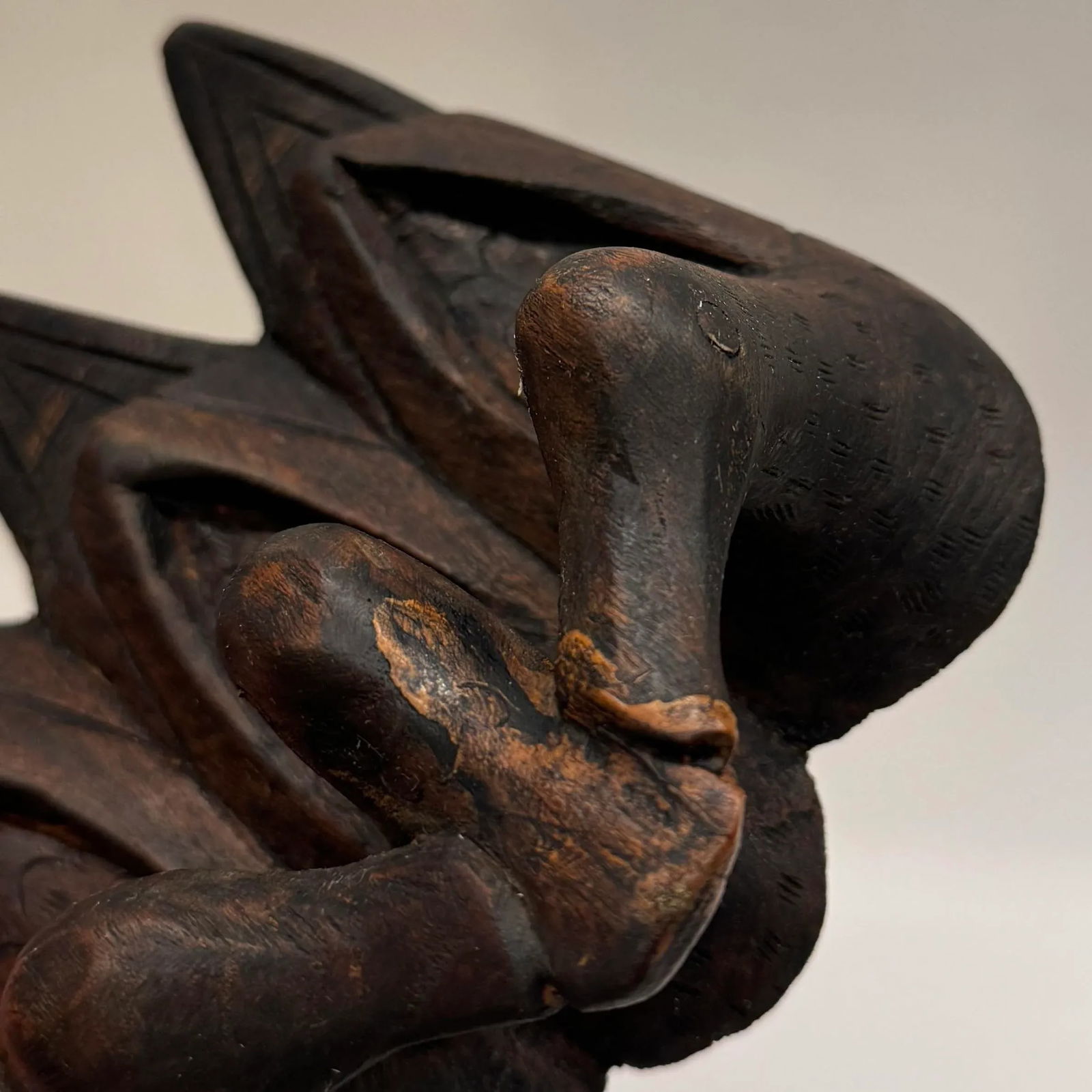 Mid-Century Modern Antique Hand-Carved Teak Wood Three-Duck Box - 11