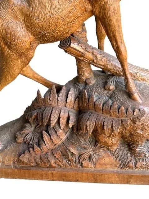 19th Century Swiss Black Forest Style Wood Carved Stag Deer Brienz - 6