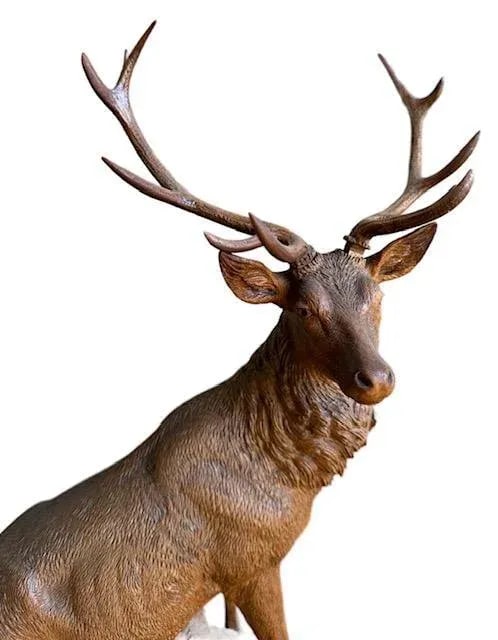 19th Century Swiss Black Forest Style Wood Carved Stag Deer Brienz - 9