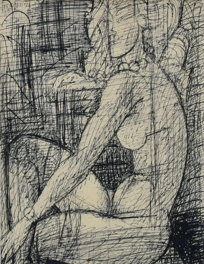 Marcel Gromaire, Pen and Ink Drawing, Nu Avec Des Perles, Circa 1930 - 2