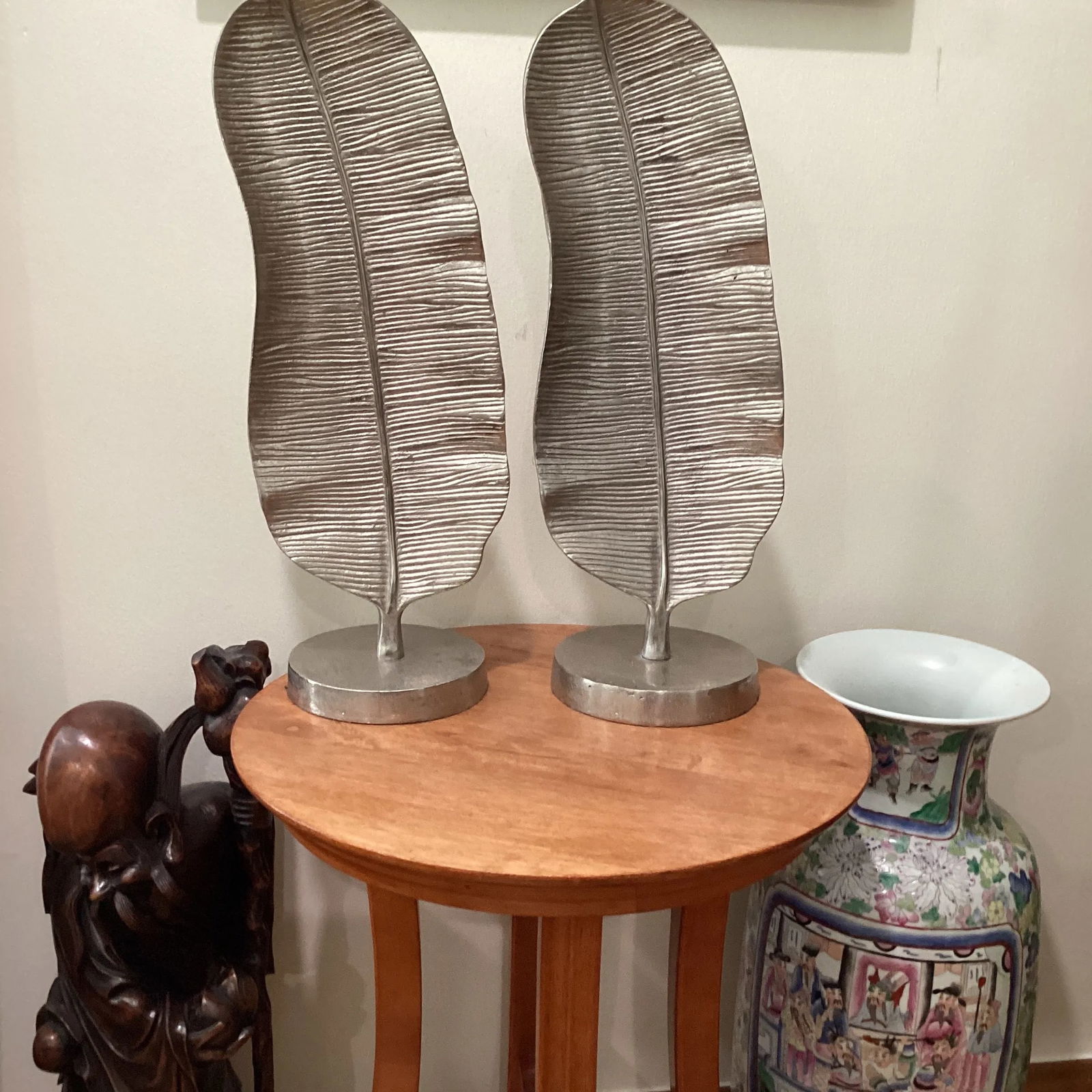Mid Century Modern Pair of Extra Large Silver Metal Quill Sculptures - 12