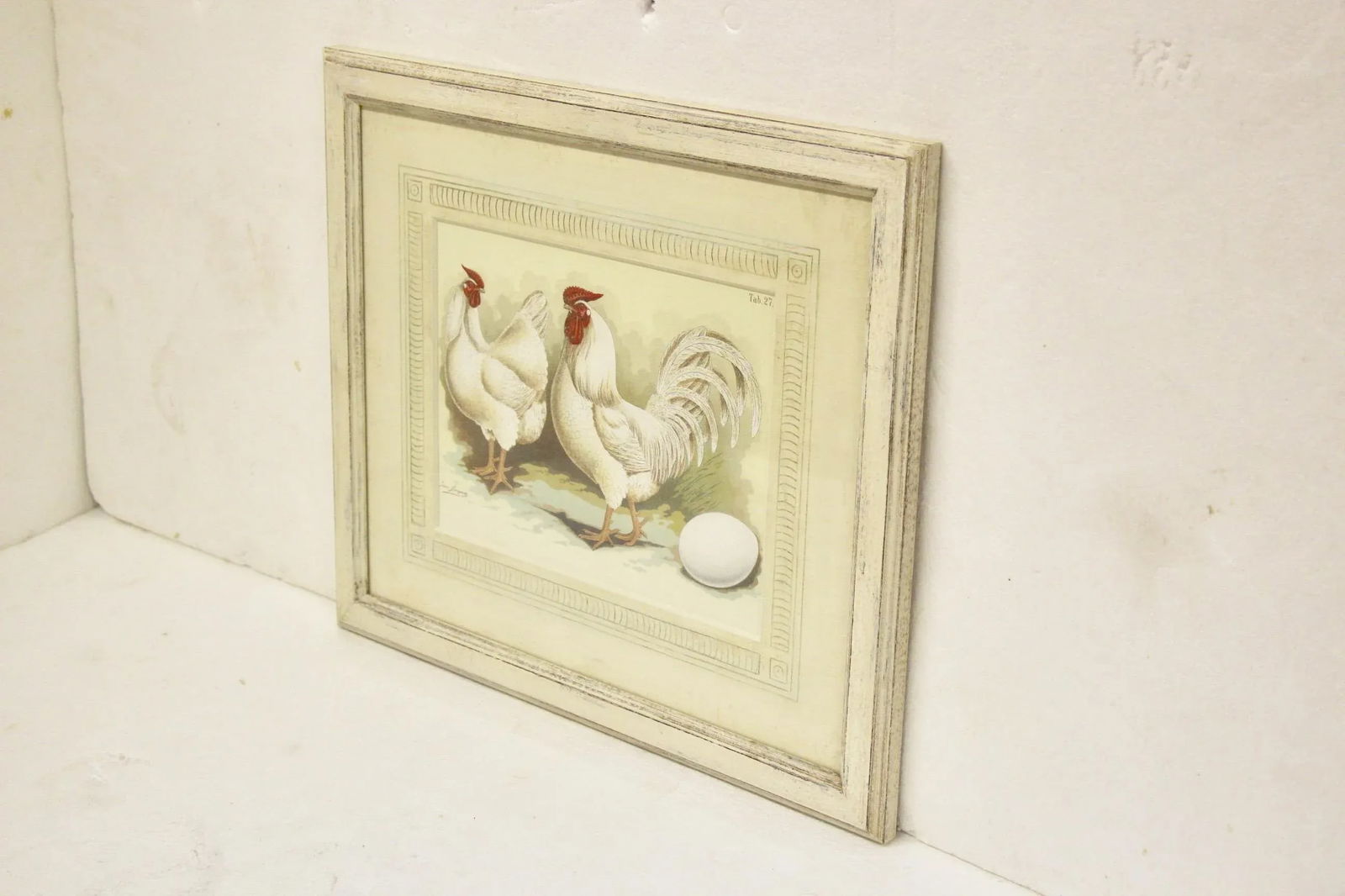 Antique German Framed Chicken Print - 2