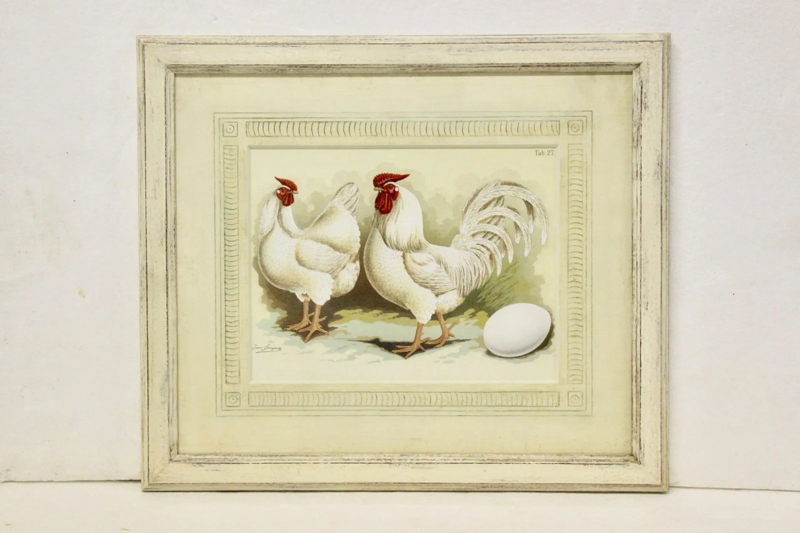 Antique German Framed Chicken Print - 6