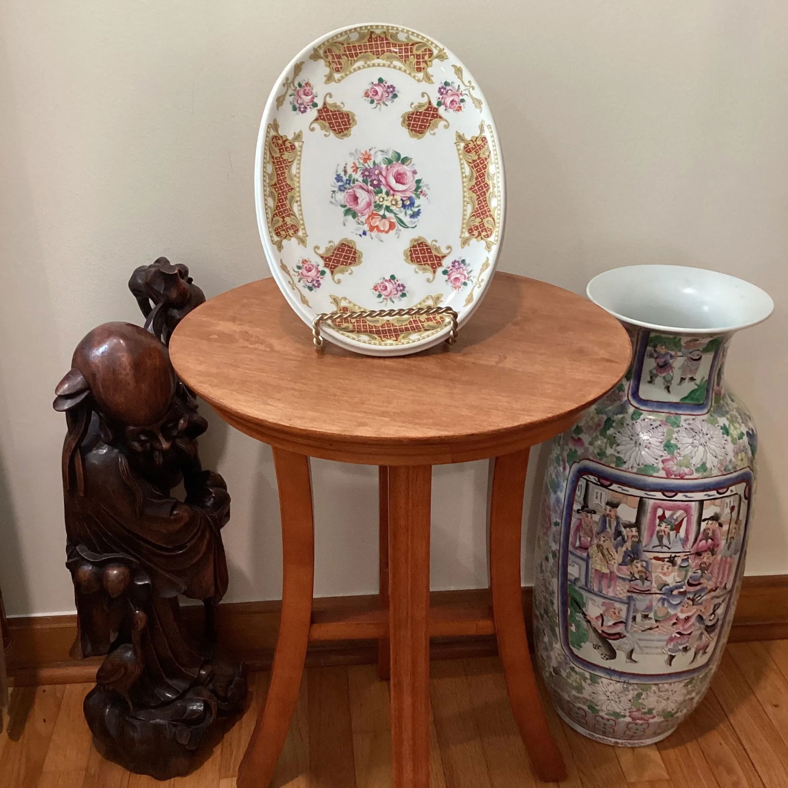 Mid 20th Century Vintage Theo Limoges France Alfa Ceramic Porcelain Vanity Tray on Stand Hand Painte - 11