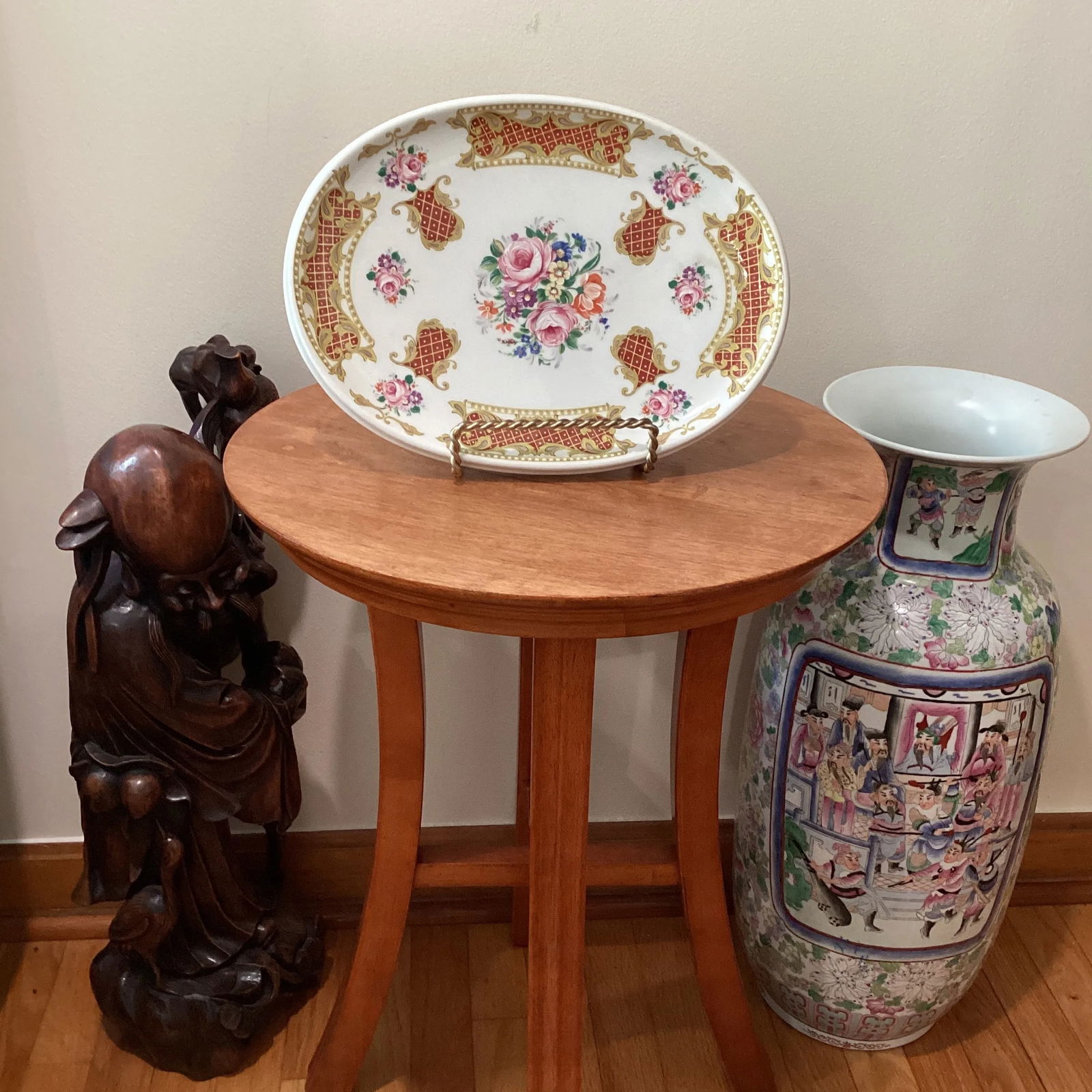 Mid 20th Century Vintage Theo Limoges France Alfa Ceramic Porcelain Vanity Tray on Stand Hand Painte - 12