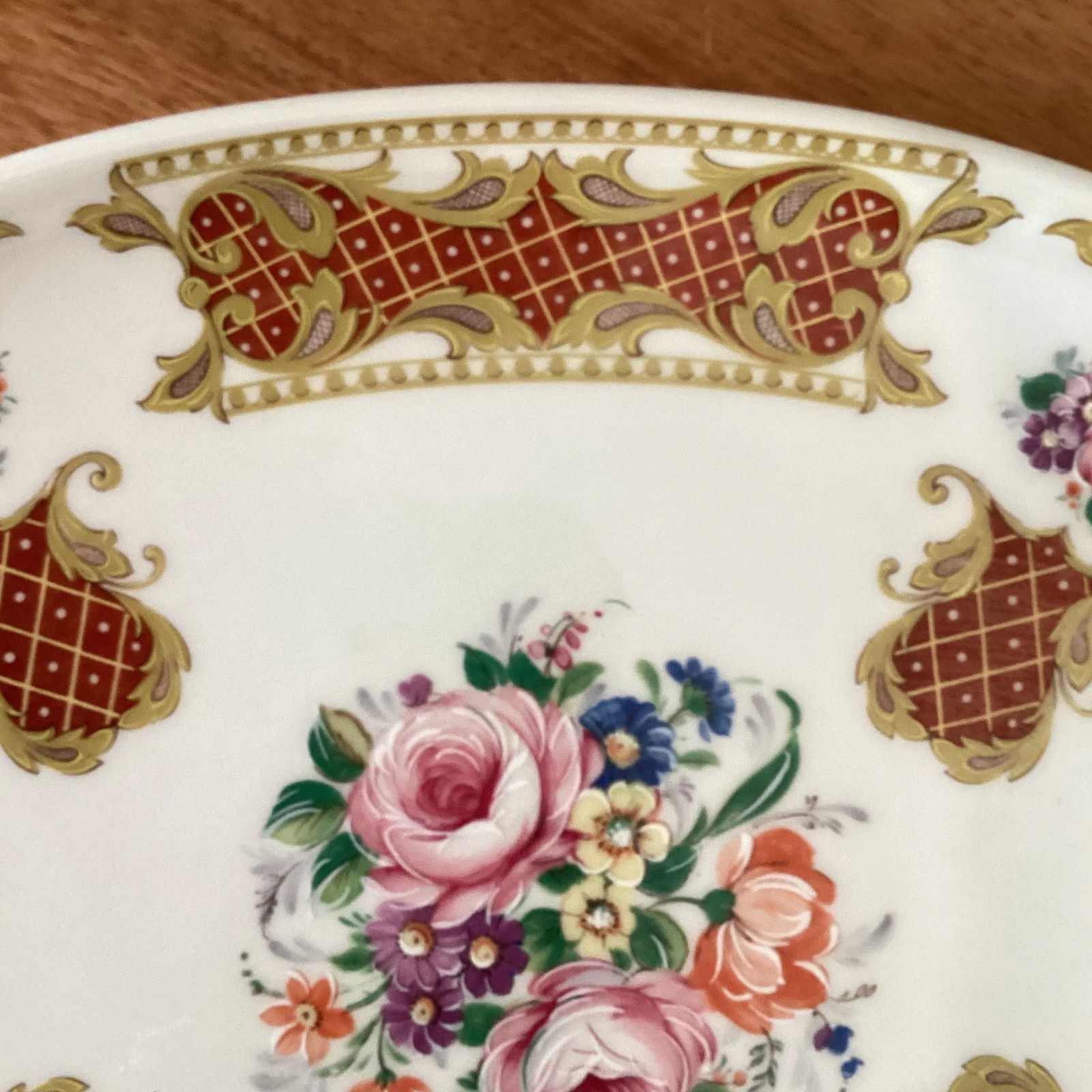 Mid 20th Century Vintage Theo Limoges France Alfa Ceramic Porcelain Vanity Tray on Stand Hand Painte - 3