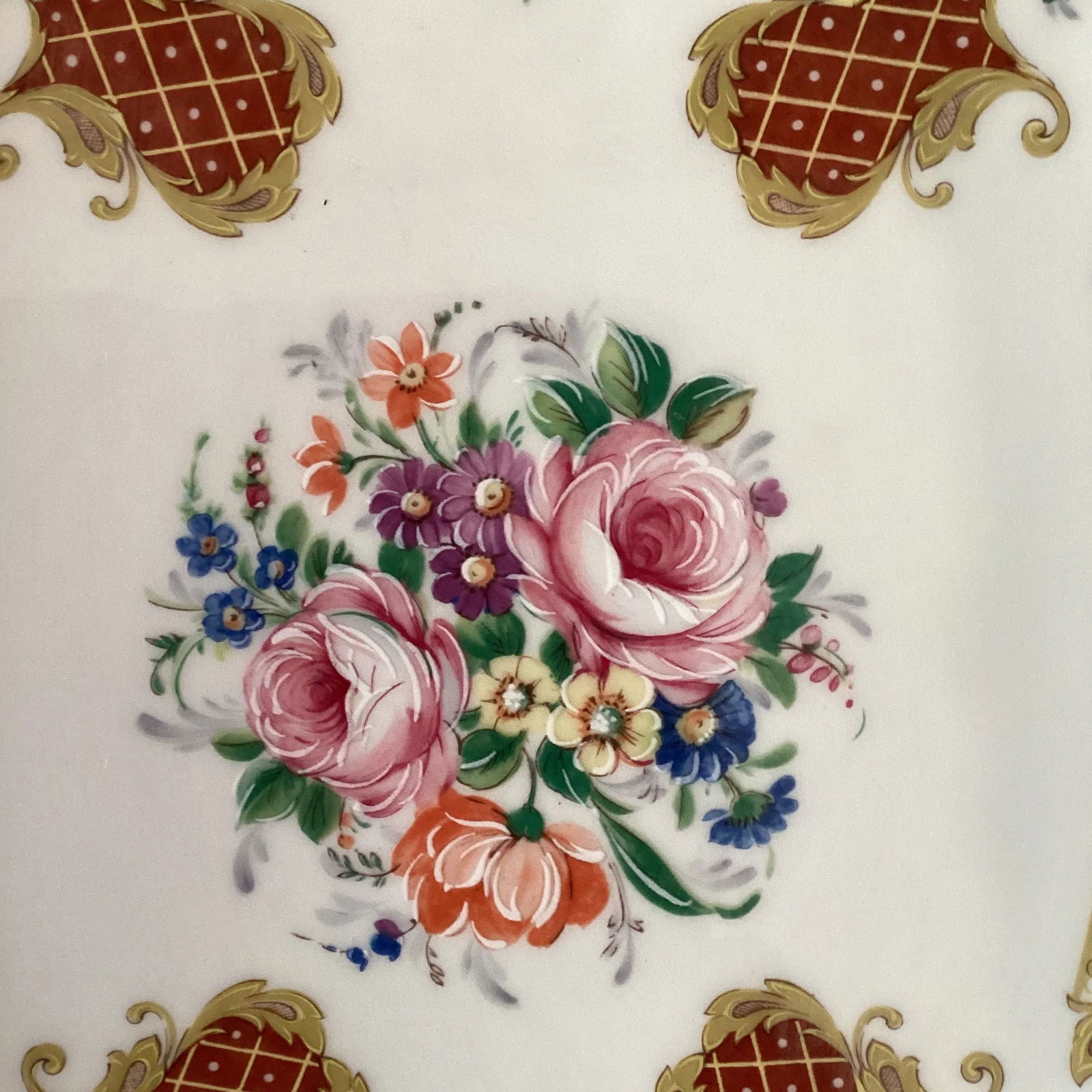 Mid 20th Century Vintage Theo Limoges France Alfa Ceramic Porcelain Vanity Tray on Stand Hand Painte - 8