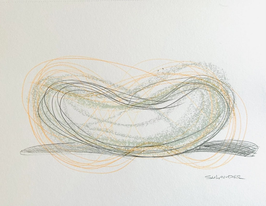 "Le Bol"? Original Drawing by Erik Sulander, on Paper, Signed, Unframed. (1 of 3)