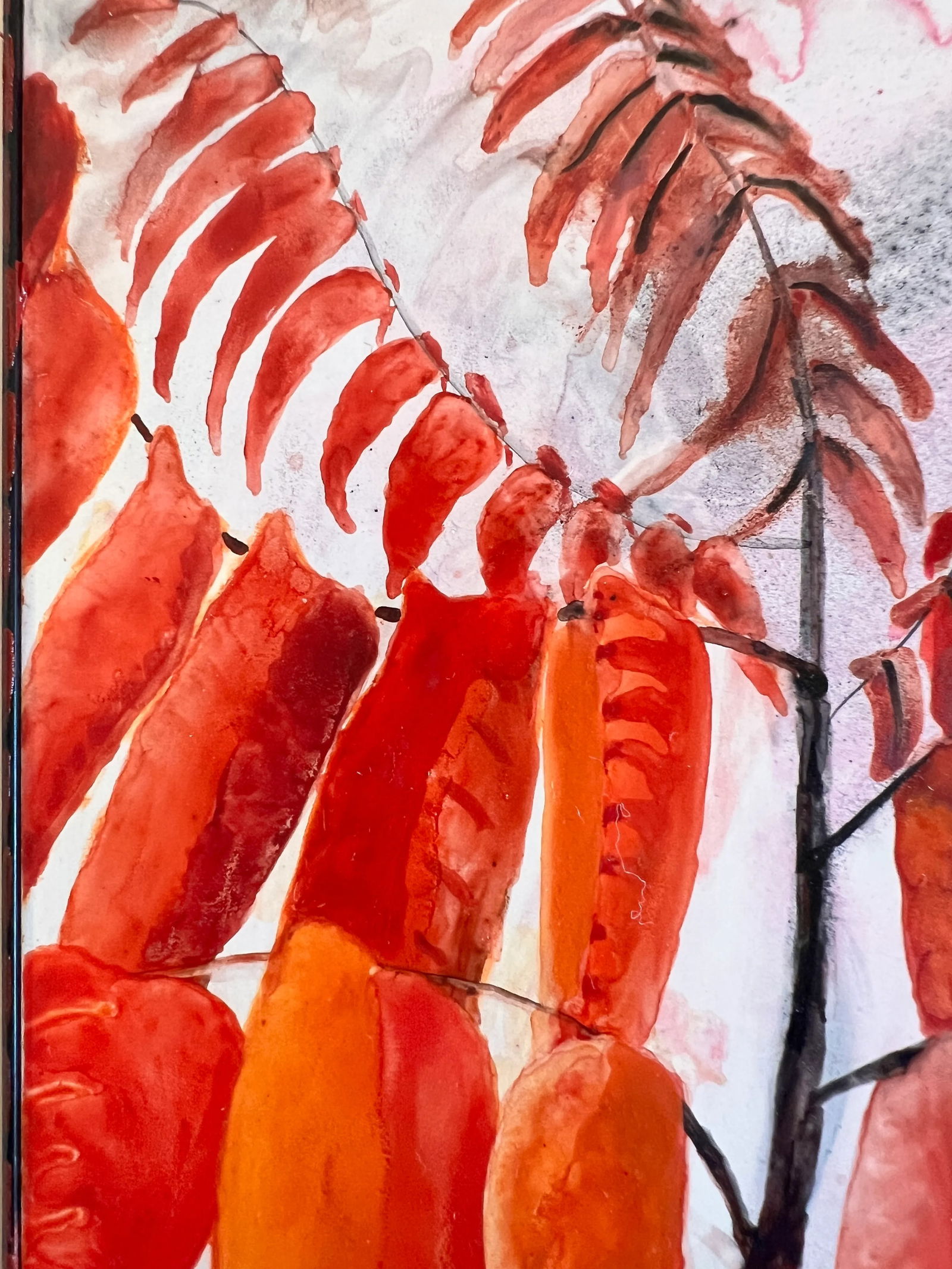 Contemporary Botanical Watercolor Painting "Autumn Prayer Flags" - 3