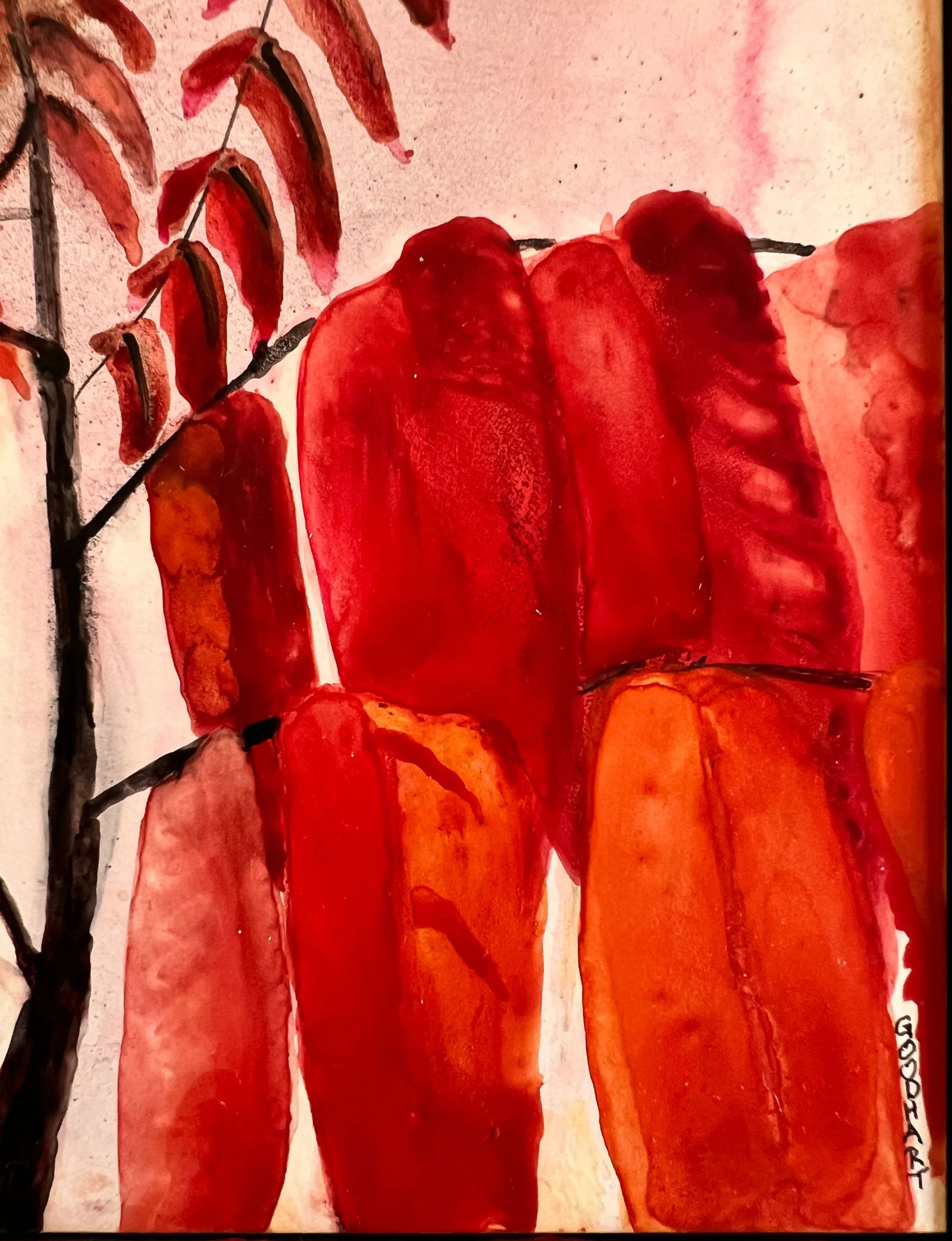 Contemporary Botanical Watercolor Painting "Autumn Prayer Flags" - 6