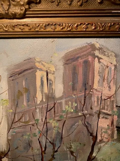 Original Signed Francois Gerome Oil Painting of Paris and Notre Dame, Circa 1940 - 6