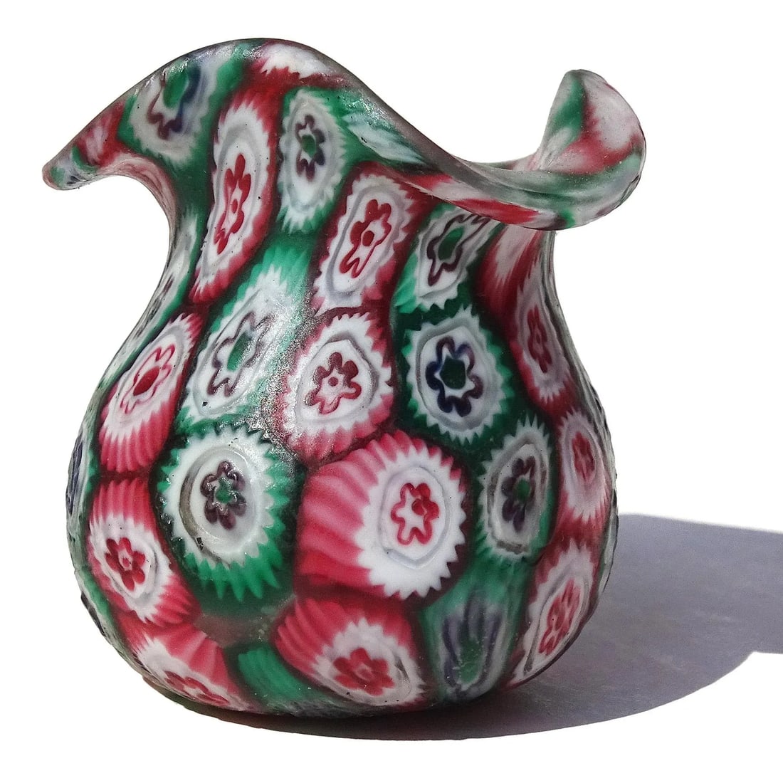 Murano Fratelli Toso Antique Millefiori Flower Mosaic Pink White Green Italian Art Glass Decorative - 2