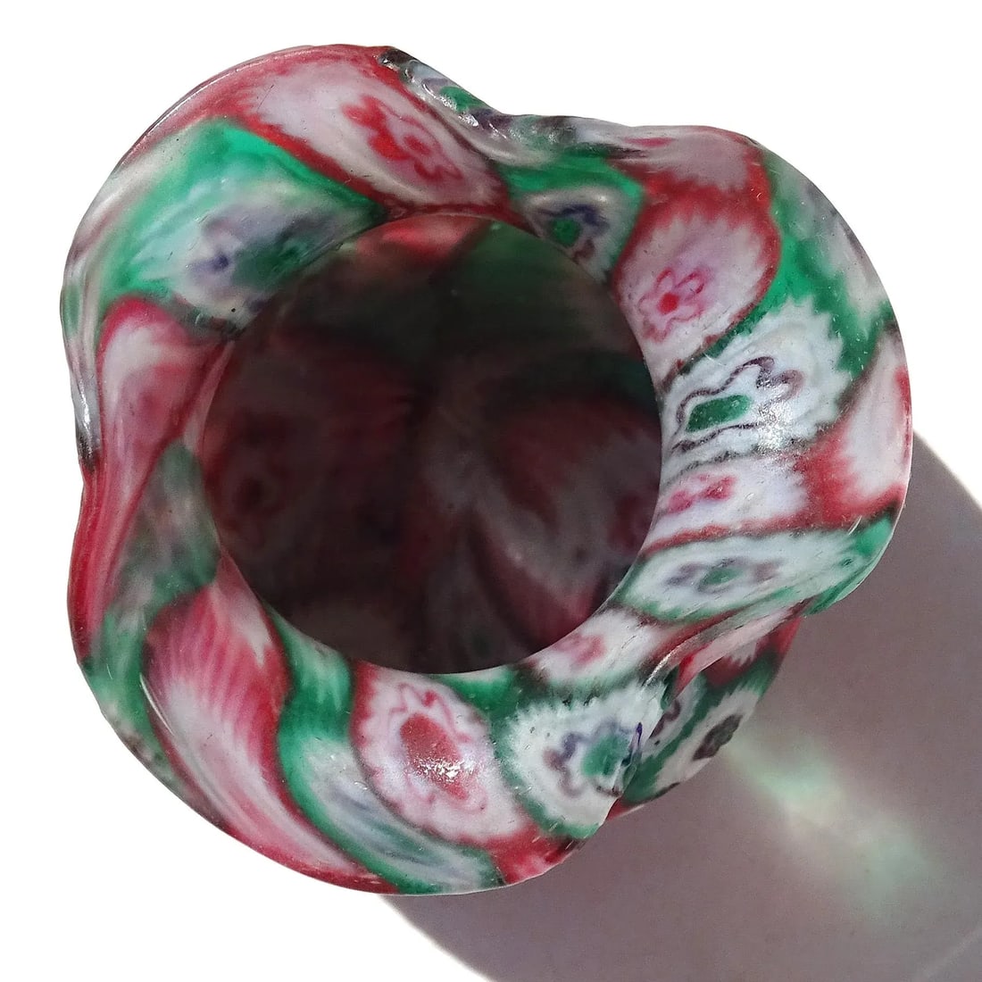 Murano Fratelli Toso Antique Millefiori Flower Mosaic Pink White Green Italian Art Glass Decorative - 3