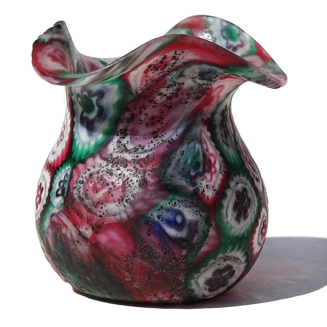 Murano Fratelli Toso Antique Millefiori Flower Mosaic Pink White Green Italian Art Glass Decorative - 4