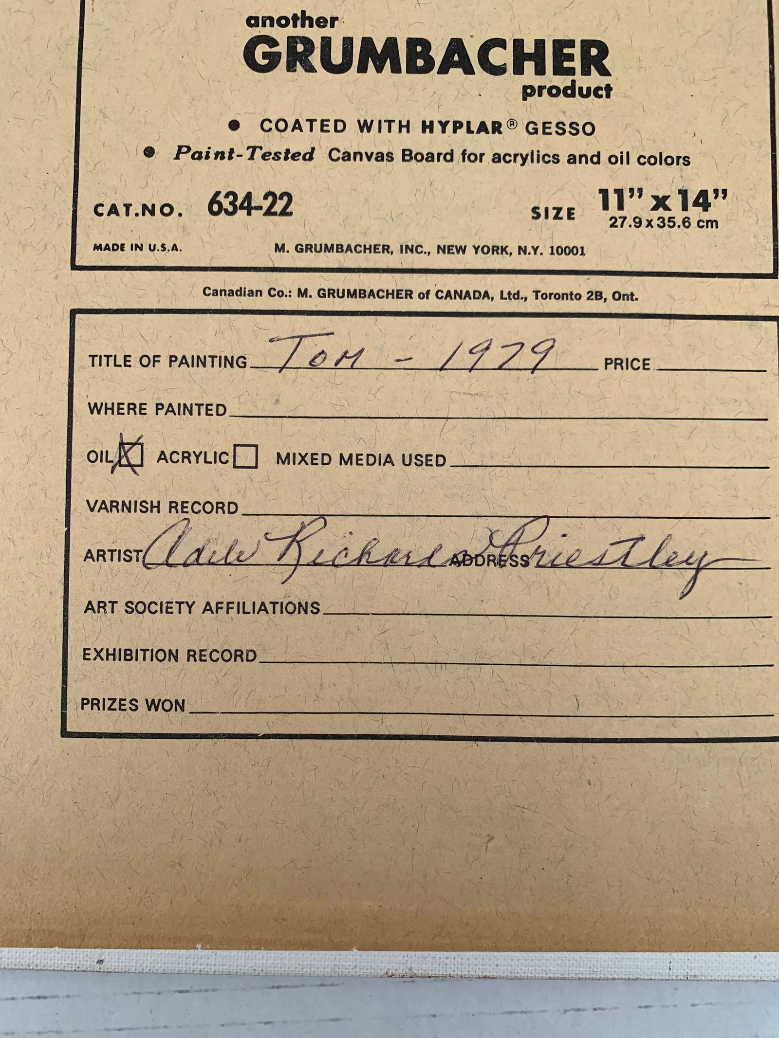 Mid 20th Century "Portrait of a Man" Acrylic Painting - 11