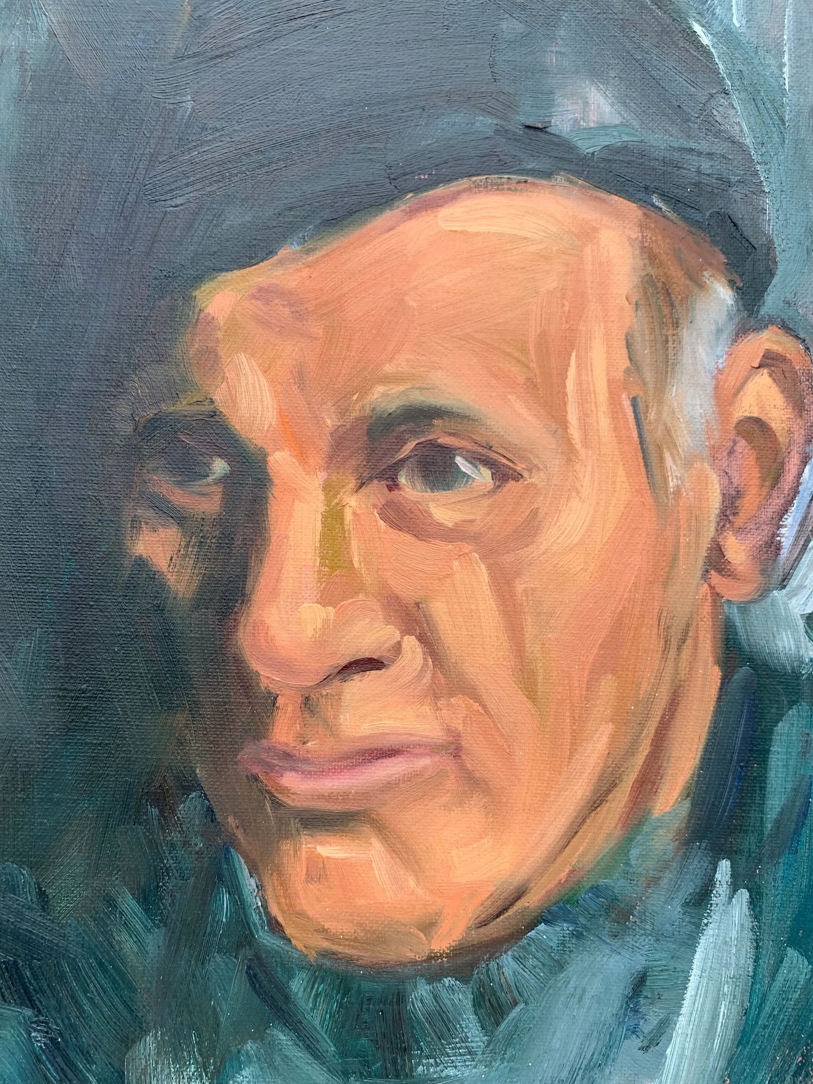 Mid 20th Century "Portrait of a Man" Acrylic Painting - 5