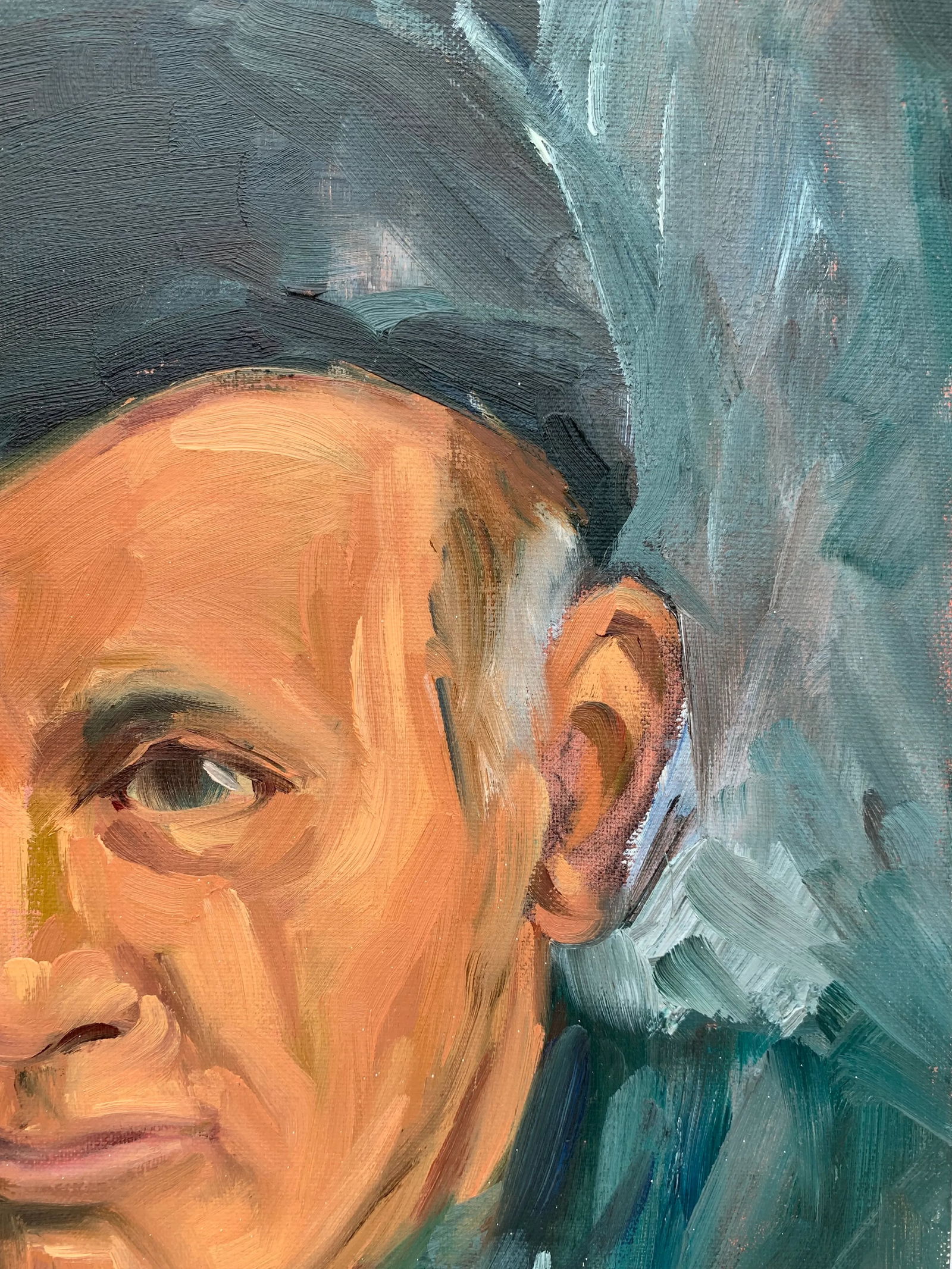 Mid 20th Century "Portrait of a Man" Acrylic Painting - 7