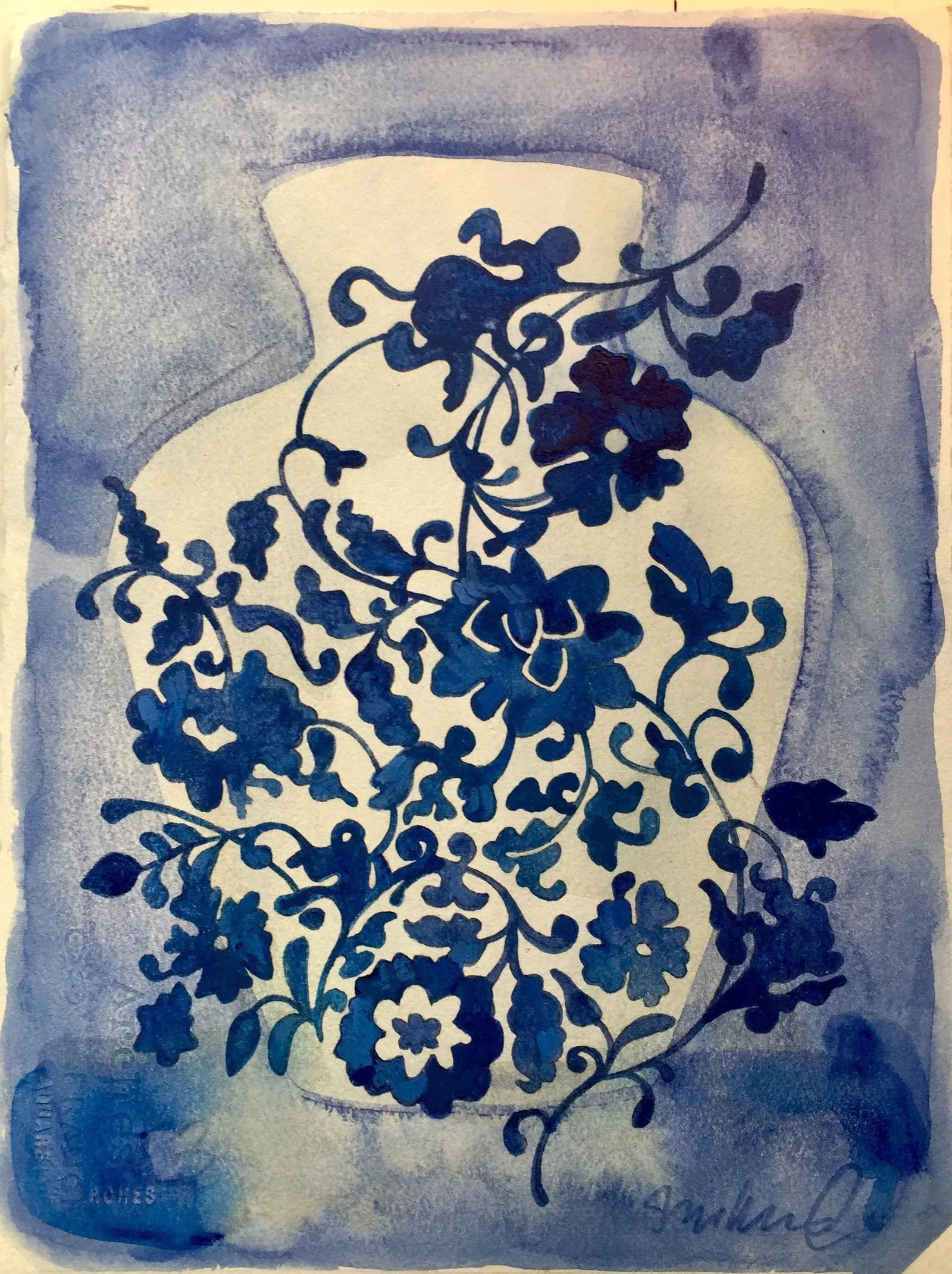 Ming Series No.1 Original Watercolor and Acrylic 11x15. - 3