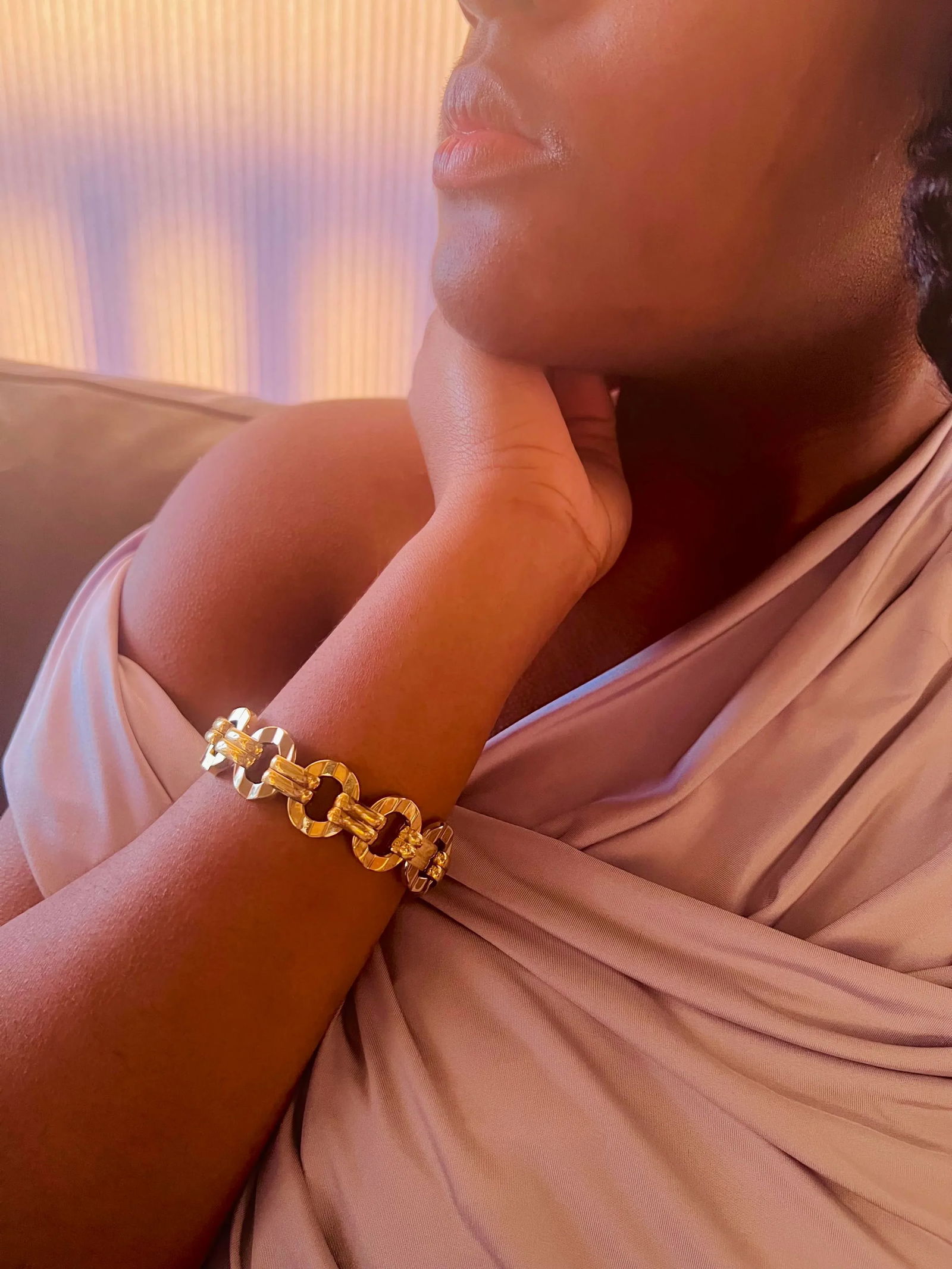 1950s 18k Italian Yellow & White Gold Textured Link Bracelet - 7