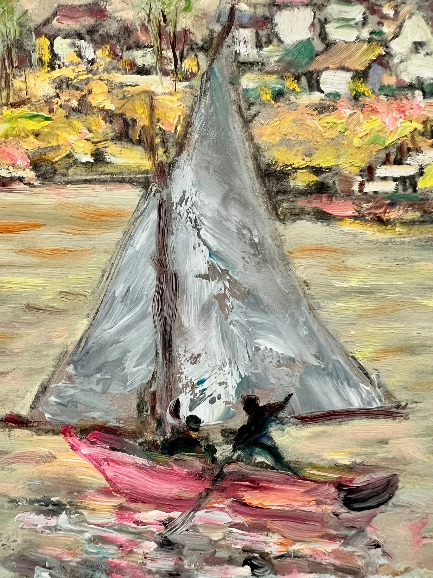 Large Mid-Century Impressionist Oil Painting "Picnic Along the Eure River in France" - by Clifford S - 3