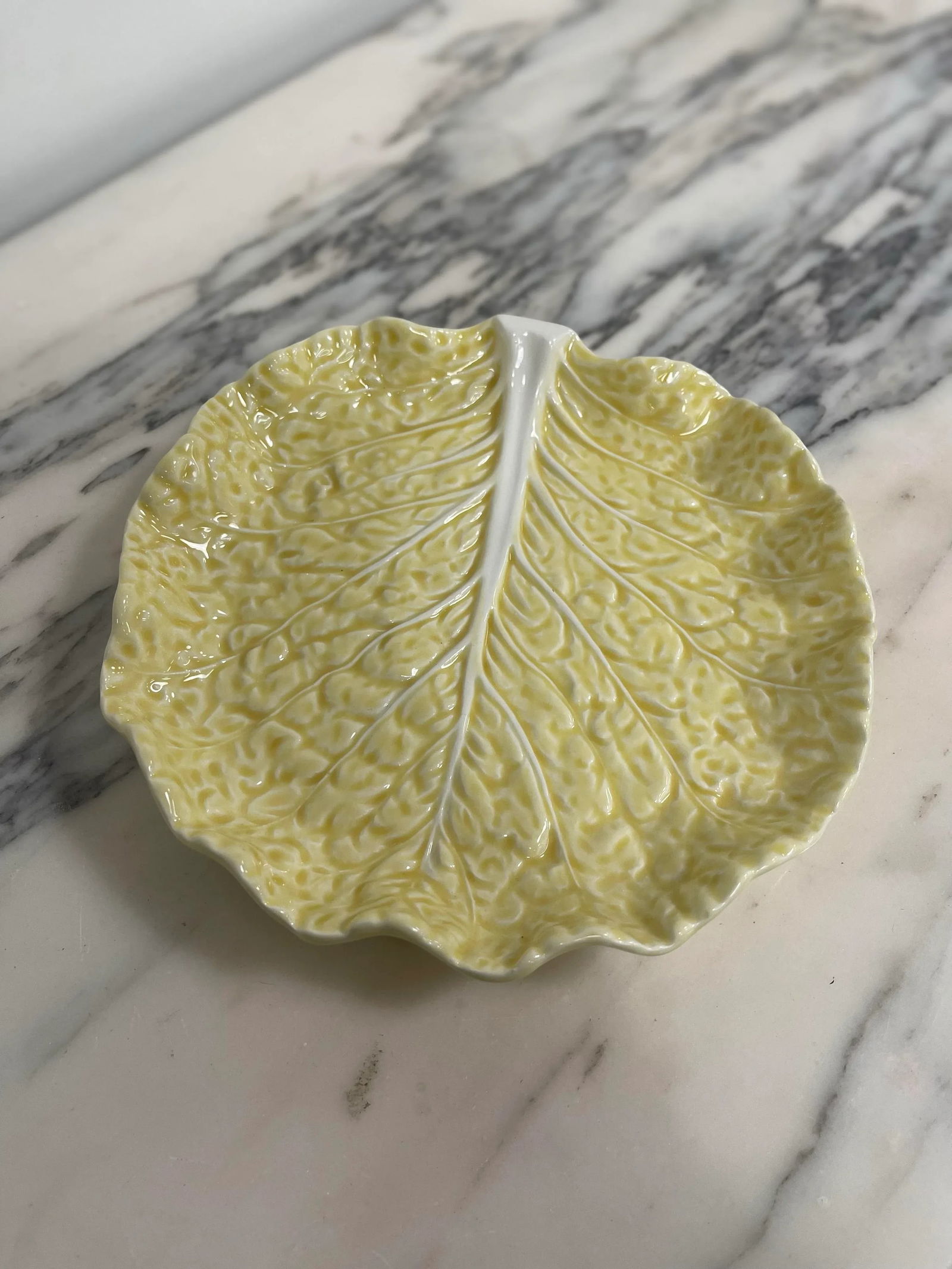 Vintage Bordallo Pinheiro Yellow Cabbage Salad Plate - 4