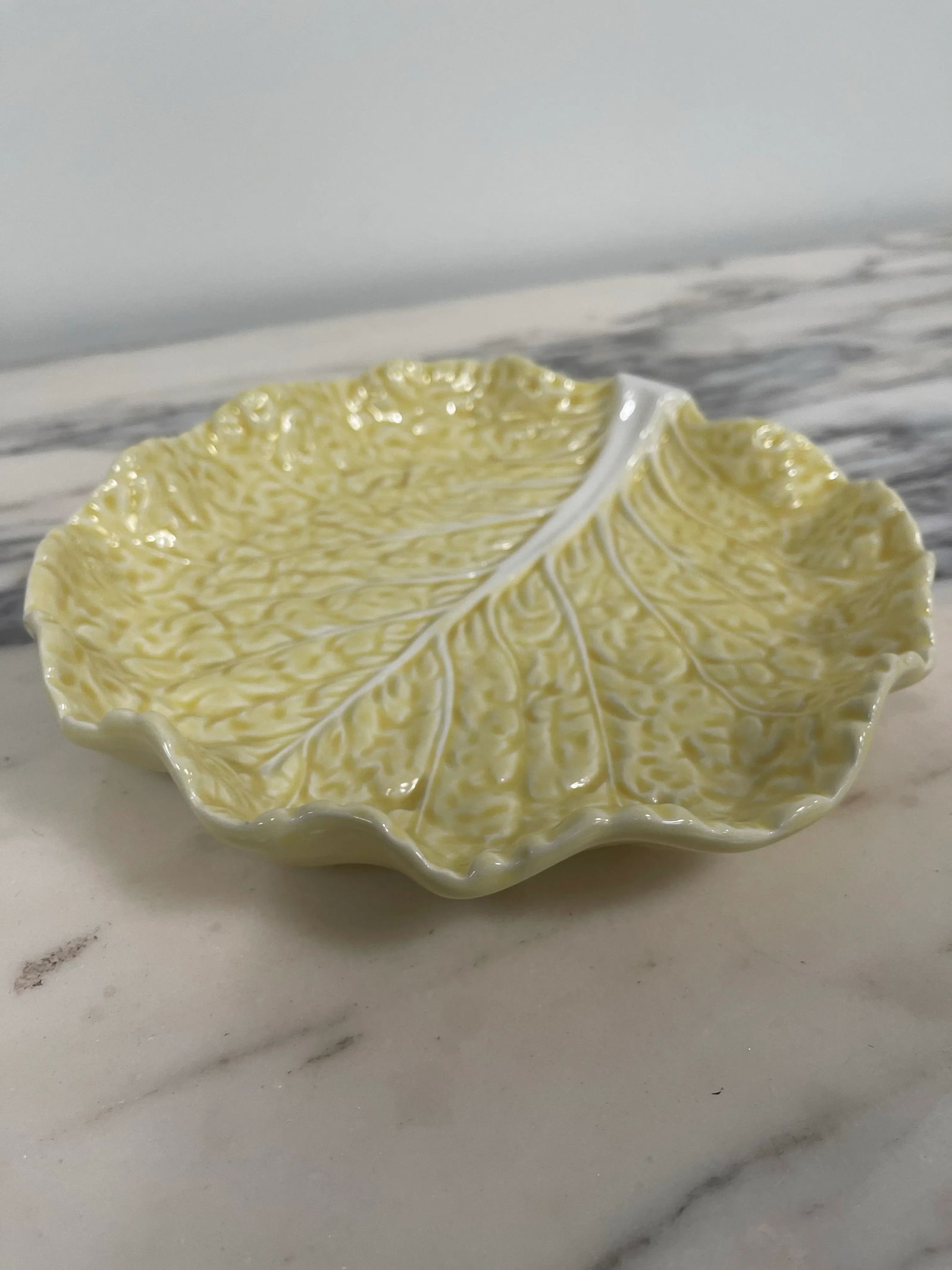 Vintage Bordallo Pinheiro Yellow Cabbage Salad Plate - 6