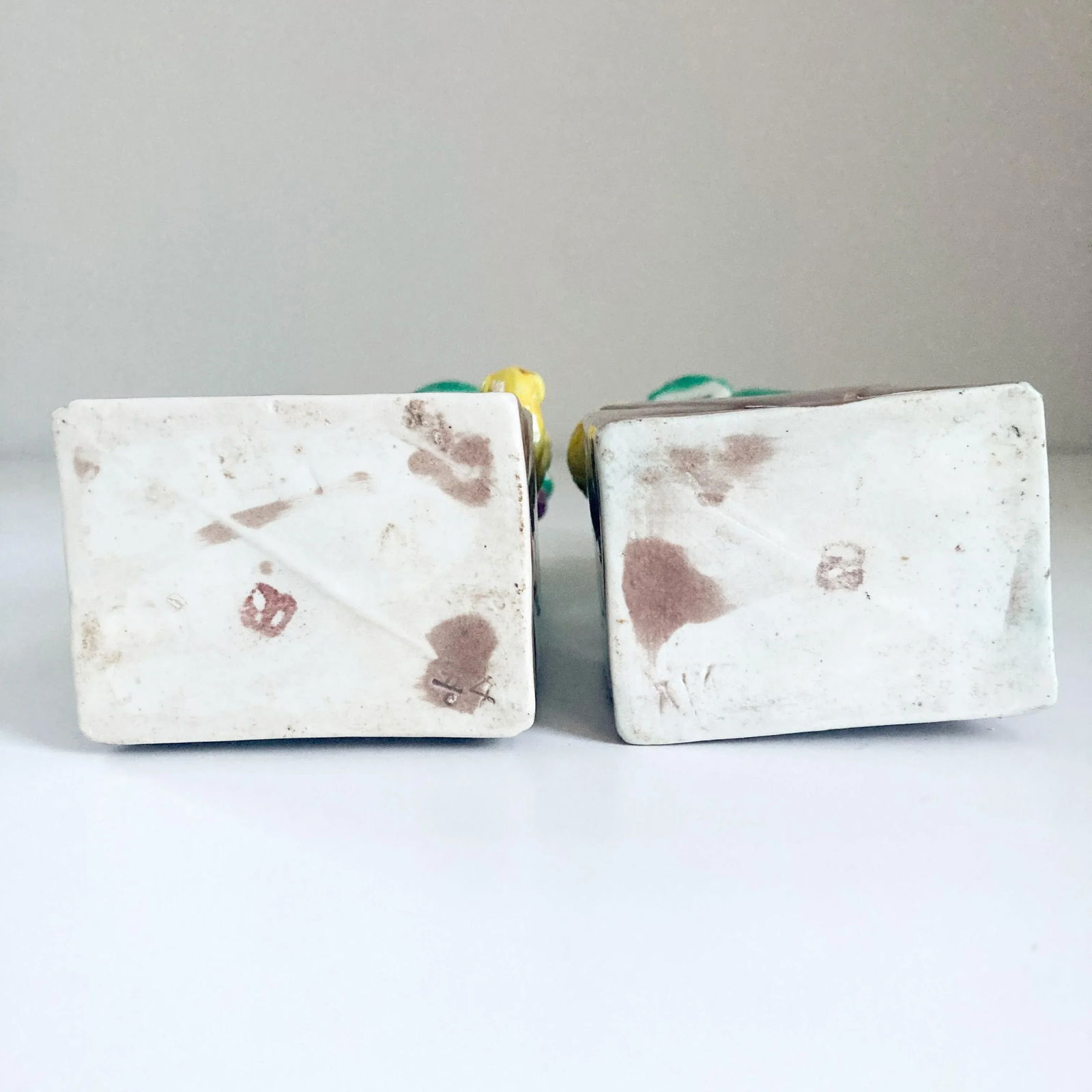 1940's Famille Verte Style Ceramic Foo Dog Figurine Pair - 10