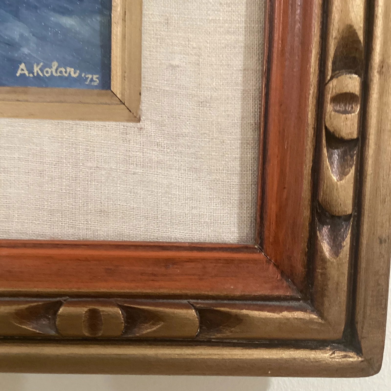 Vintage Framed Original Oil Painting of Boats in the Harbor Signed by Artist Circa 1975 - 7