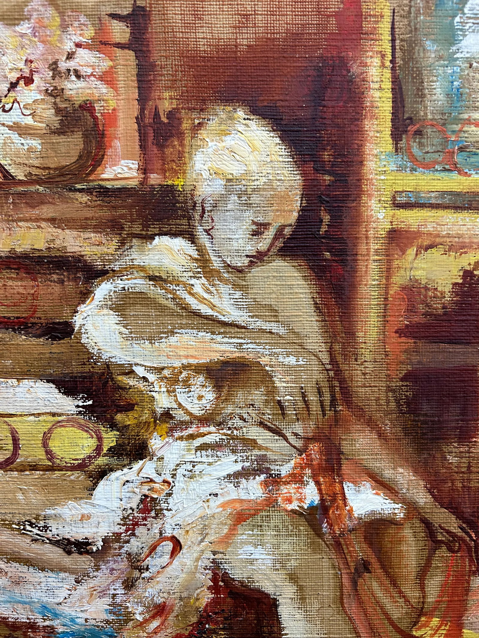 Abstract Midcentury Seated Nude Oil Painting - 2