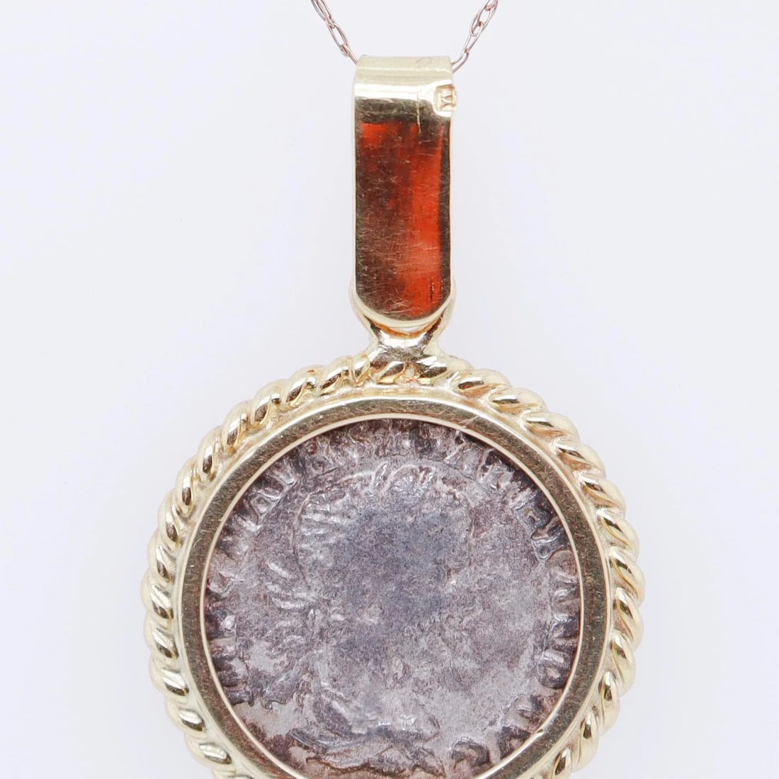 18k Gold & Ancient Roman Coin Severus Alexander Denarius Pendant - 11