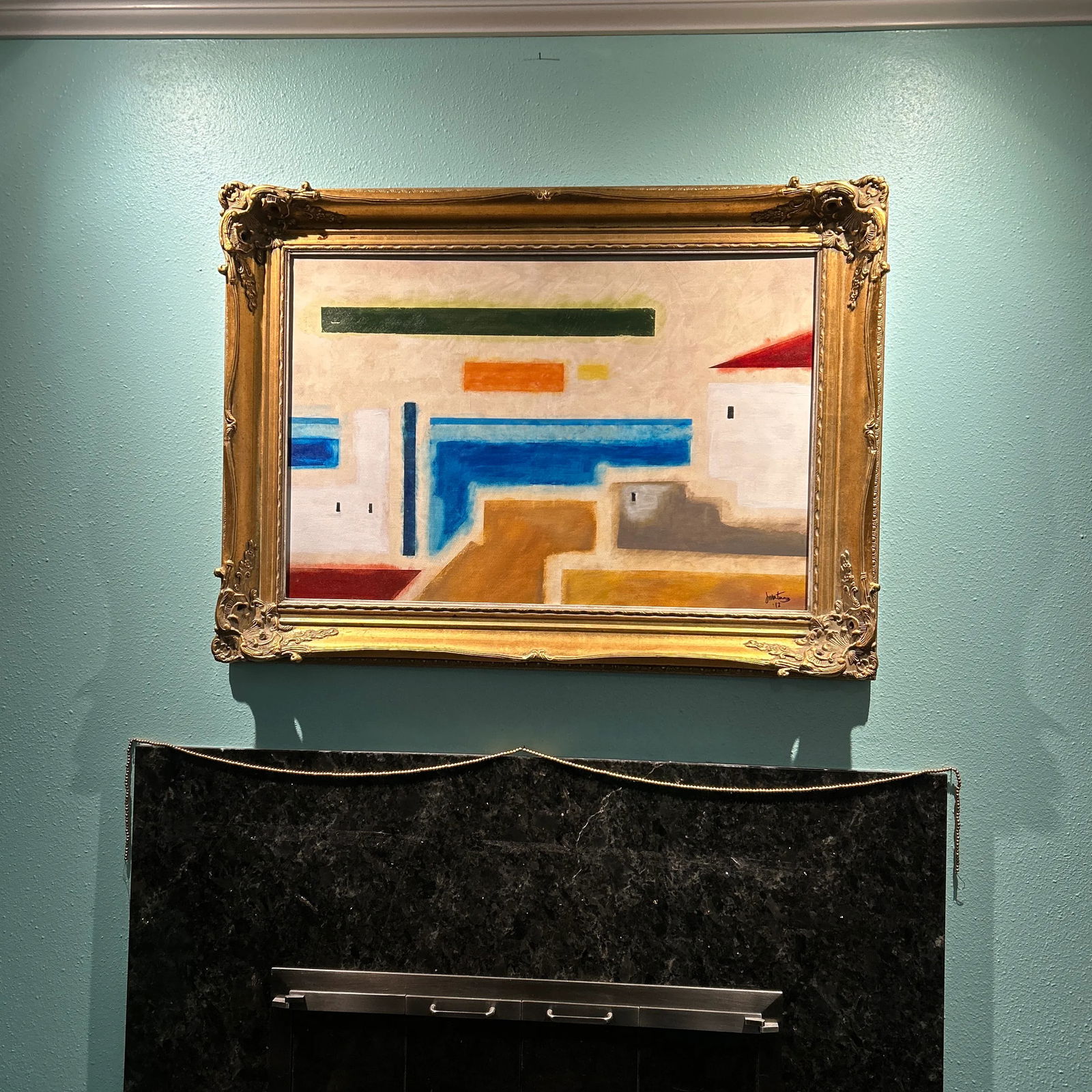 Large Abstract Architecture Original Acrylic on Canvas Painting, Signed J Martinez, 32x44" Heavy Orn - 12