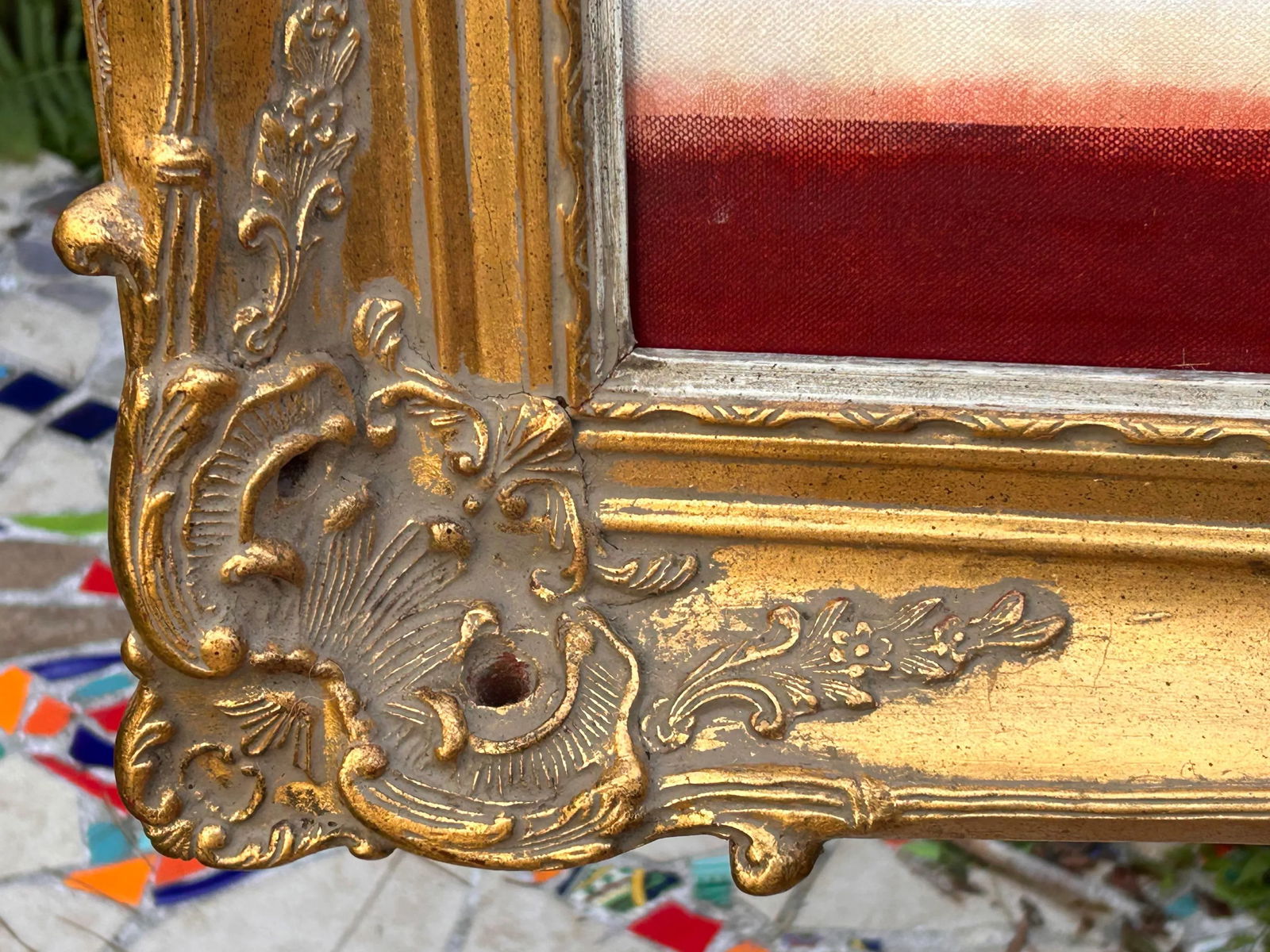 Large Abstract Architecture Original Acrylic on Canvas Painting, Signed J Martinez, 32x44" Heavy Orn - 6