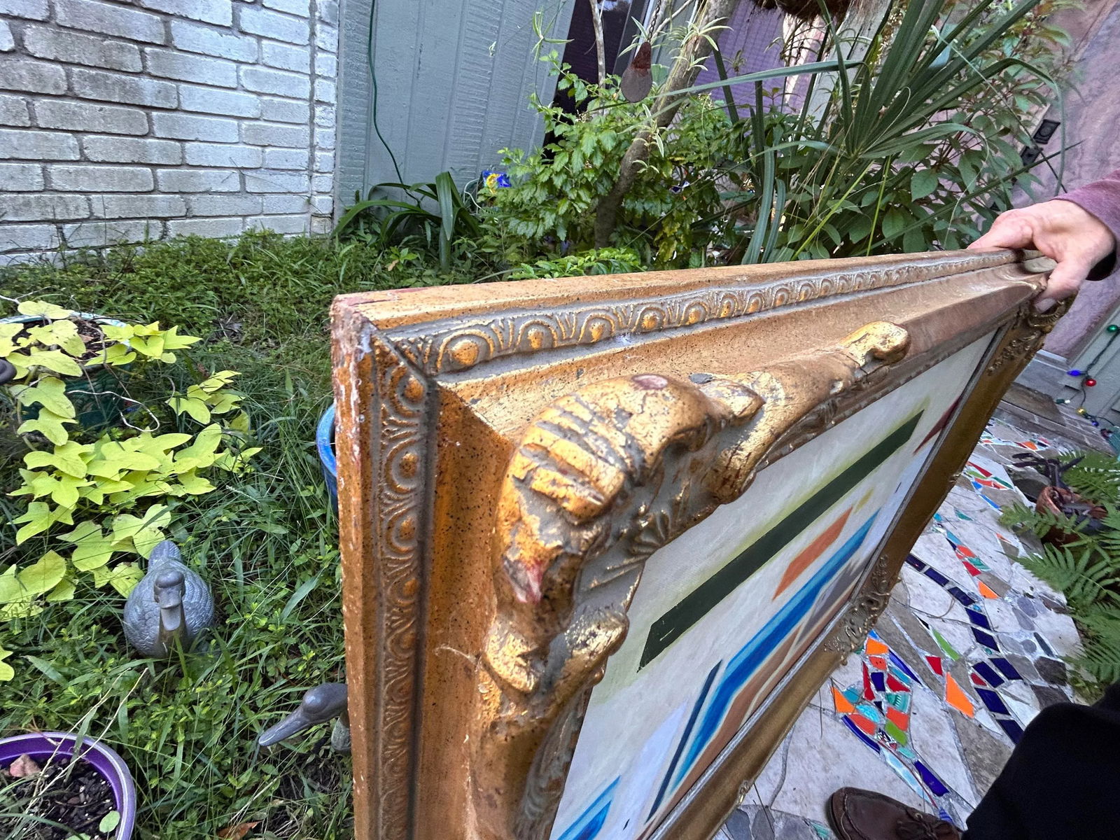 Large Abstract Architecture Original Acrylic on Canvas Painting, Signed J Martinez, 32x44" Heavy Orn - 9