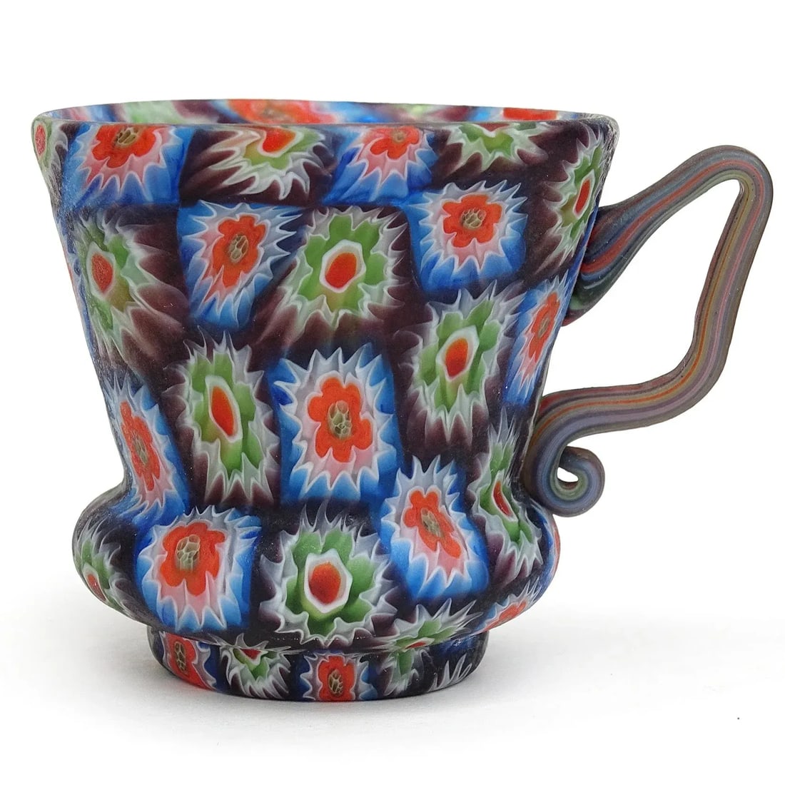 Murano Fratelli Toso Antique Millefiori Flower Mosaic Italian Art Glass Teapot Sugar Bowl Cup Saucer - 4