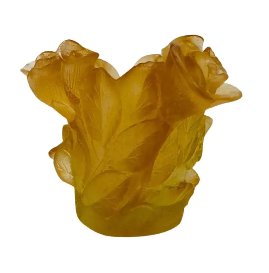 1990s Daum Pate De Verre Candle Holder Roses France, Signed - 4