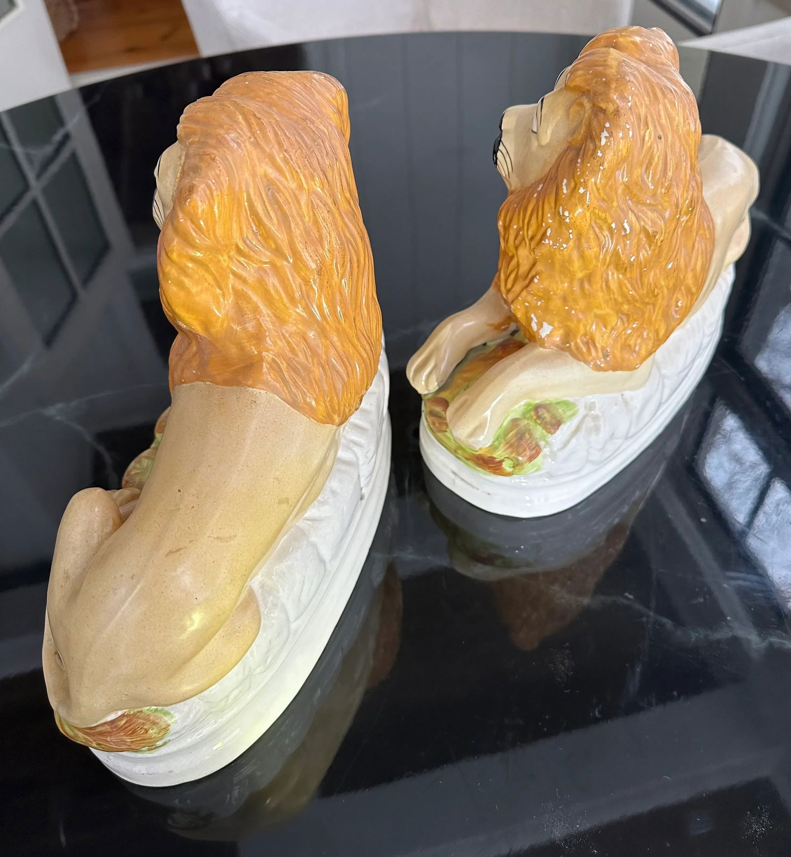 Pair of 19th Century Staffordshire Lions From England - 7