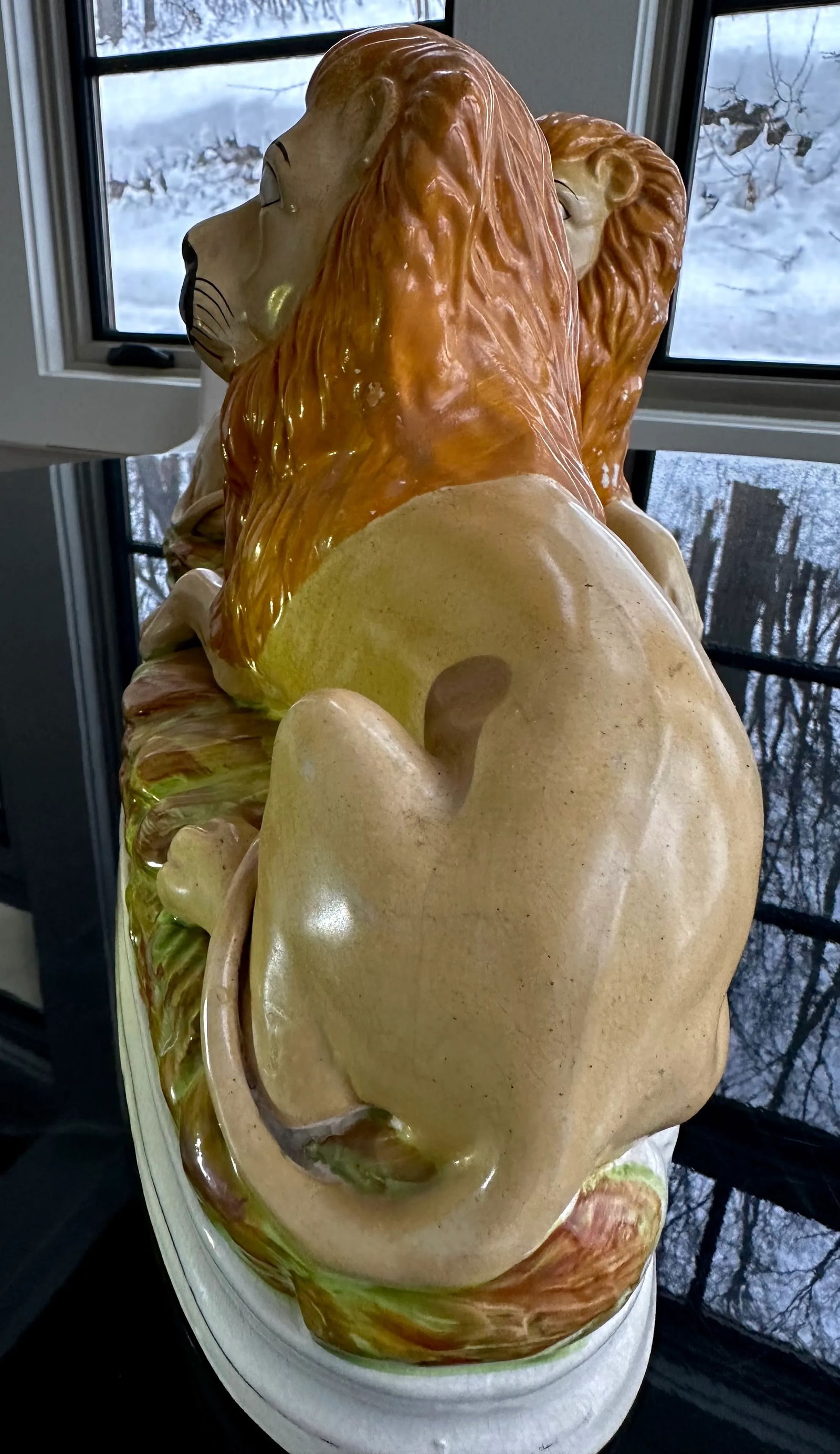 Pair of 19th Century Staffordshire Lions From England - 8