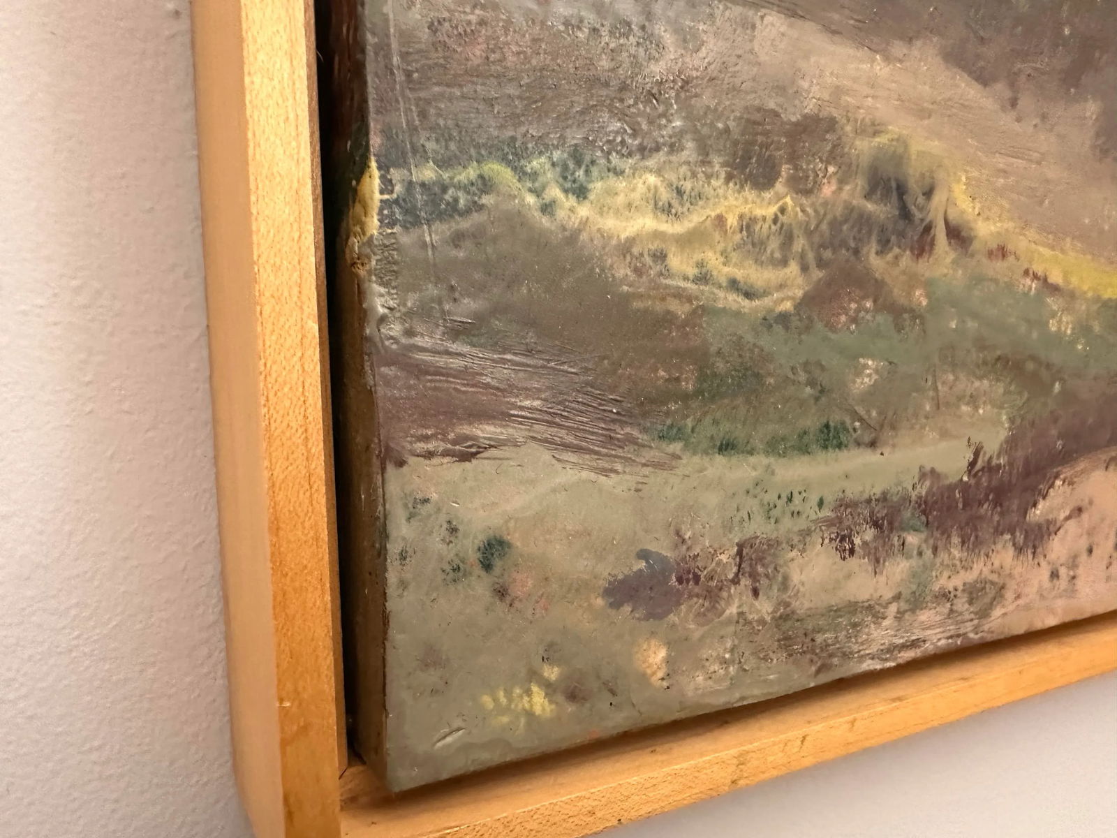 Original Small Serene Dunes Landscape Painting by Helen Febbo Framed 11" X 13" - 6