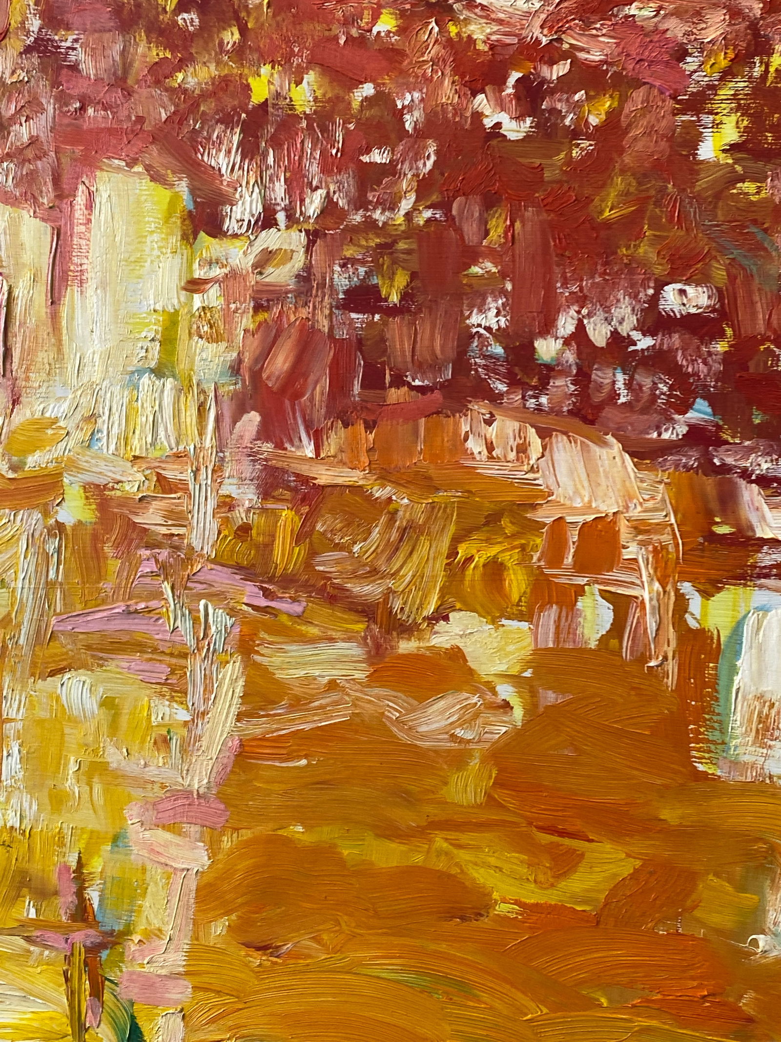 Vintage 1970s Tropical Landscape Painting Molly Schiff - 3