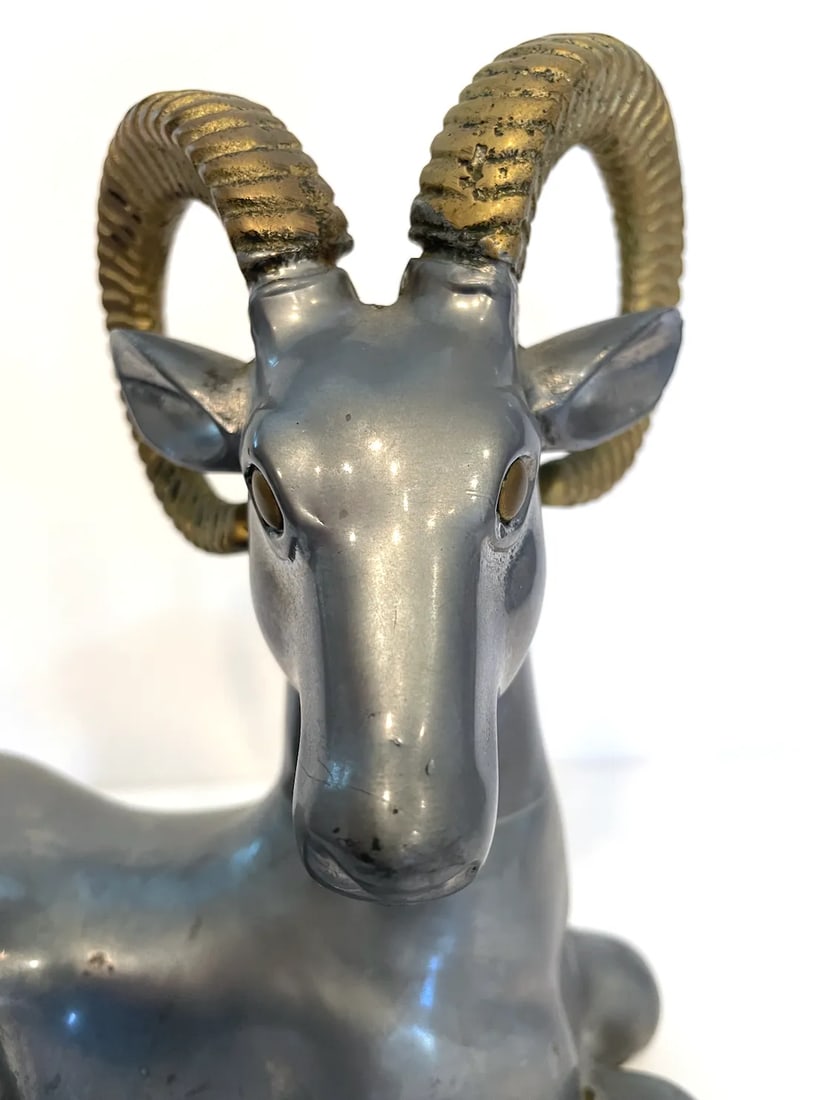 Mid 20th Century Pewter and Brass Ram Sculpture in the Style of Anthony Redmile - 4