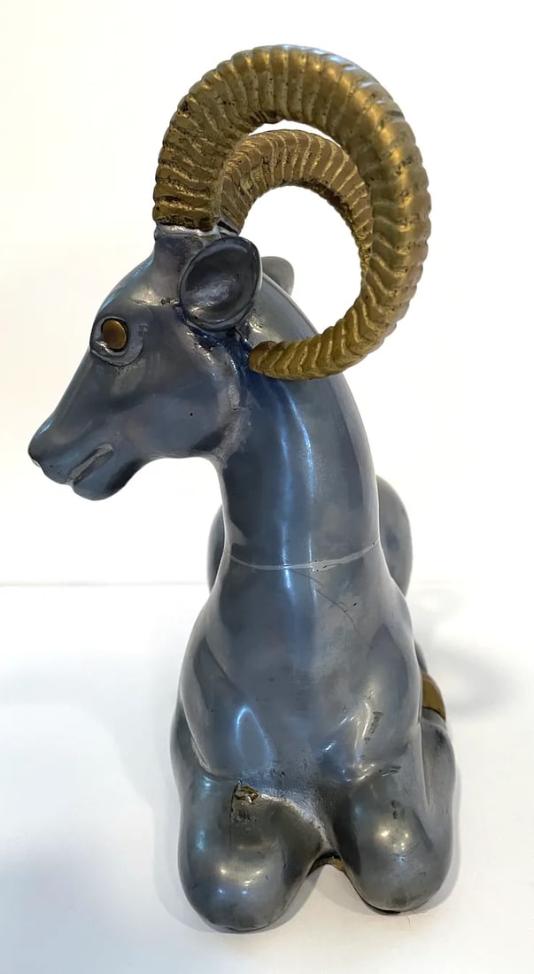 Mid 20th Century Pewter and Brass Ram Sculpture in the Style of Anthony Redmile - 5
