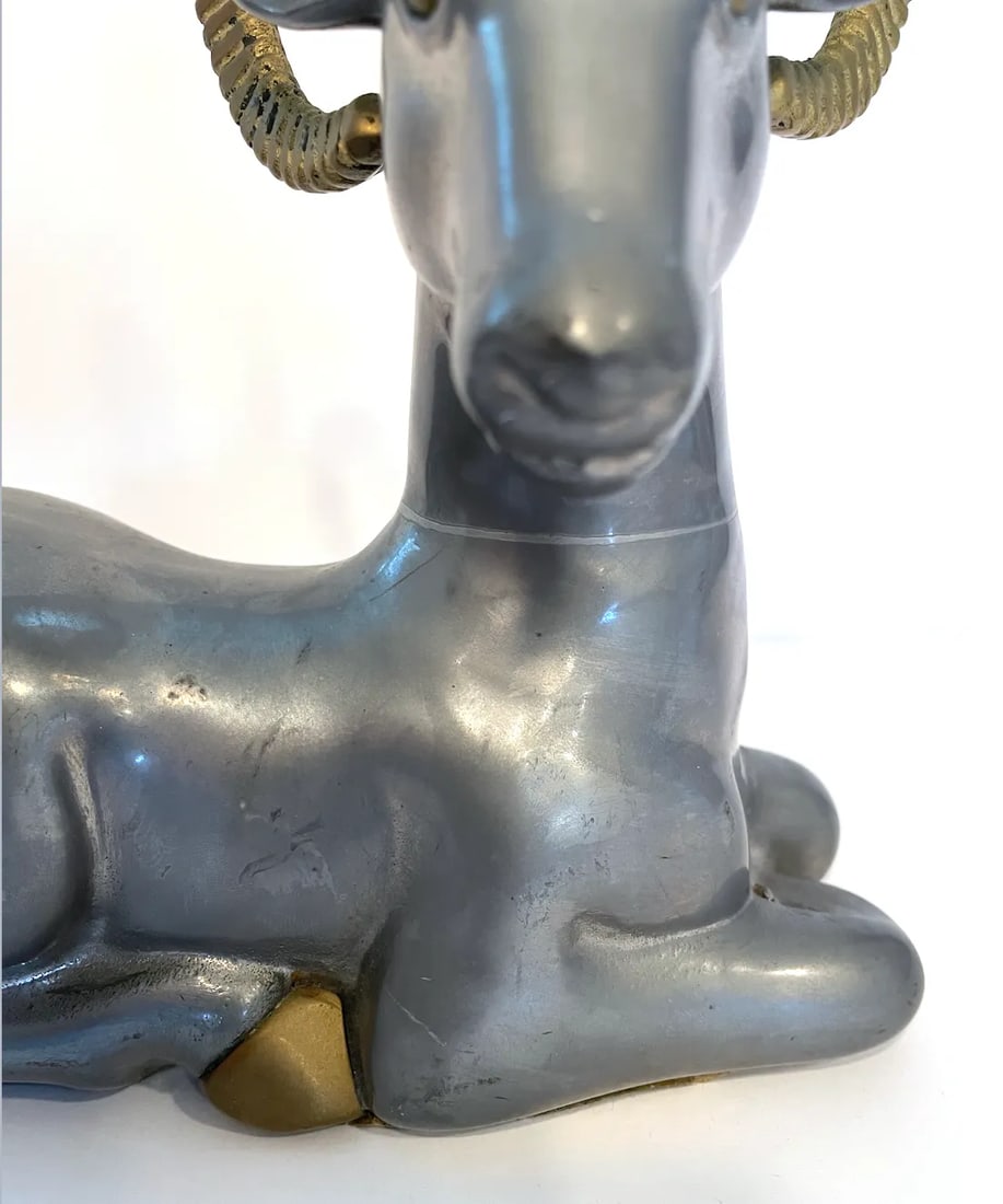 Mid 20th Century Pewter and Brass Ram Sculpture in the Style of Anthony Redmile - 6