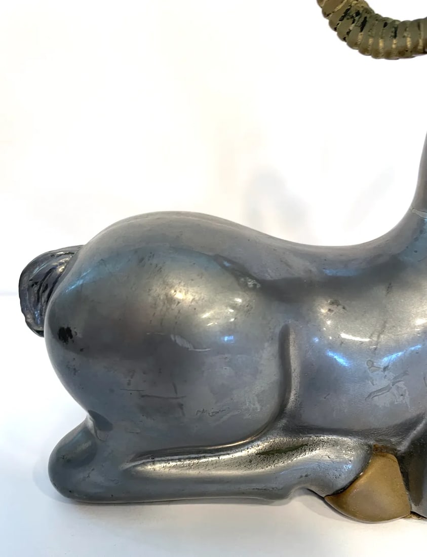 Mid 20th Century Pewter and Brass Ram Sculpture in the Style of Anthony Redmile - 7
