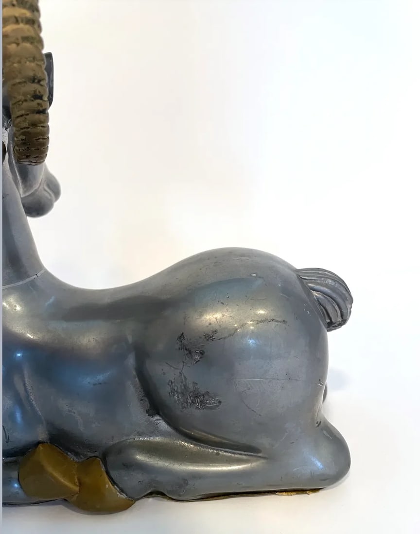 Mid 20th Century Pewter and Brass Ram Sculpture in the Style of Anthony Redmile - 9