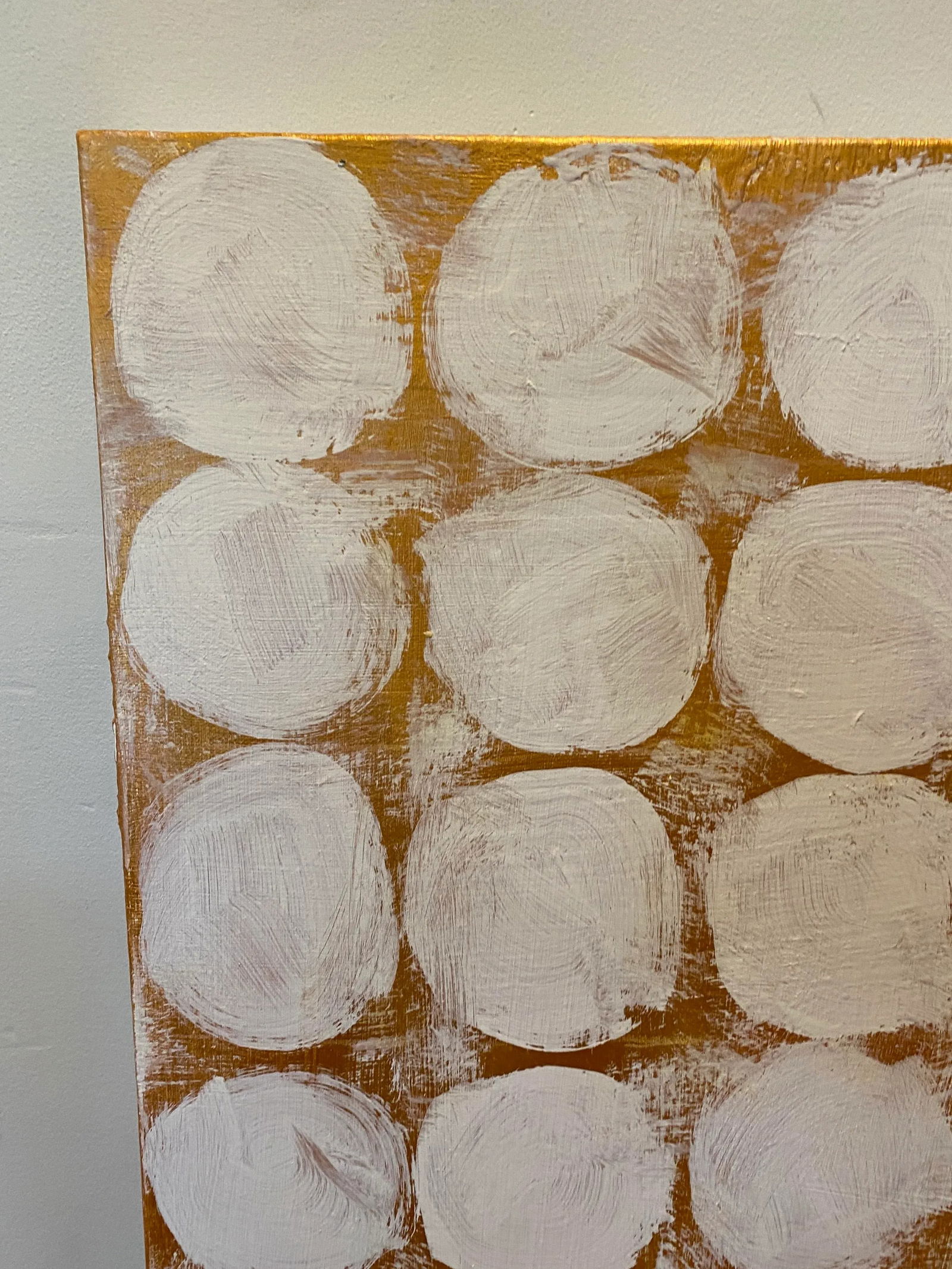 Sarah Trundle, Contemporary Abstract Painting, "Communion: Circles in Gold" - 2