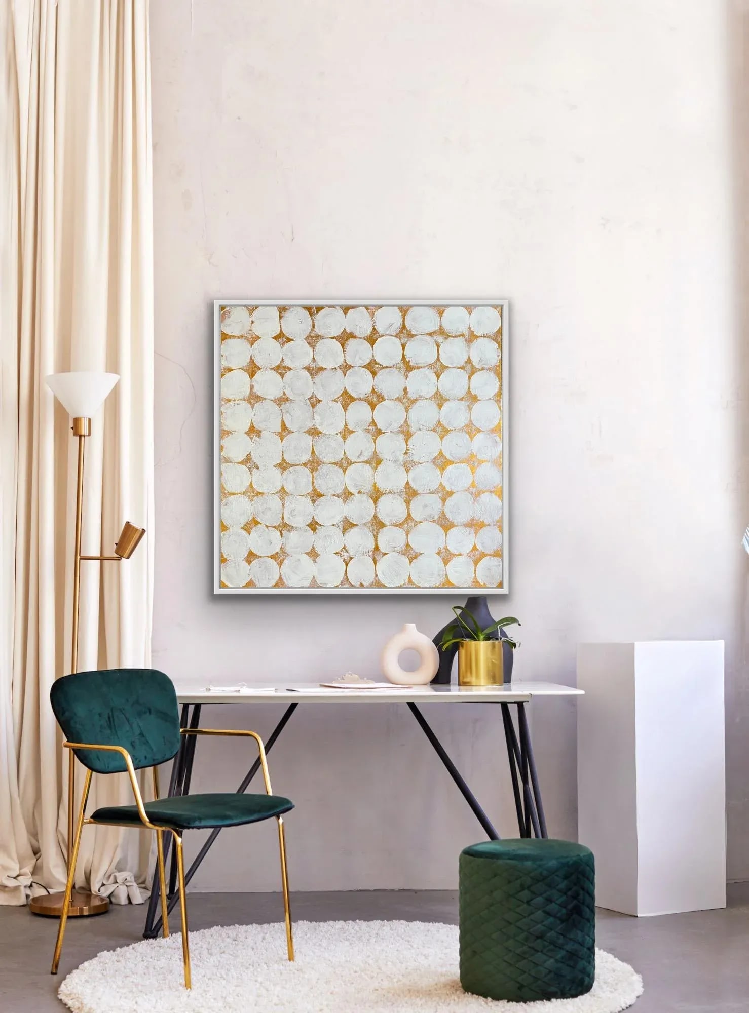 Sarah Trundle, Contemporary Abstract Painting, "Communion: Circles in Gold" - 3