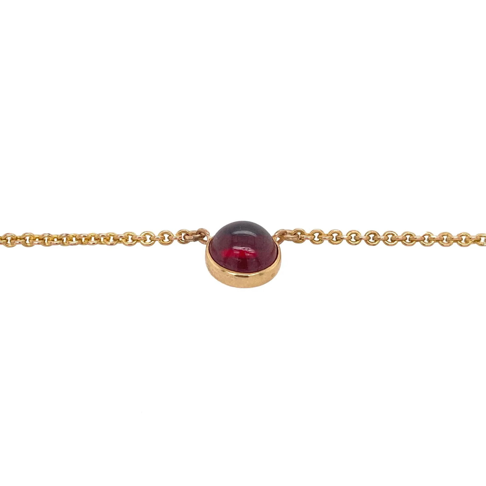 Antique 14k Gold Cabochon Garnet Pendant Necklace - 2