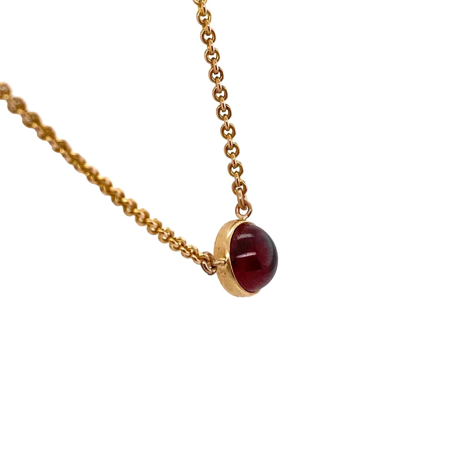 Antique 14k Gold Cabochon Garnet Pendant Necklace - 3